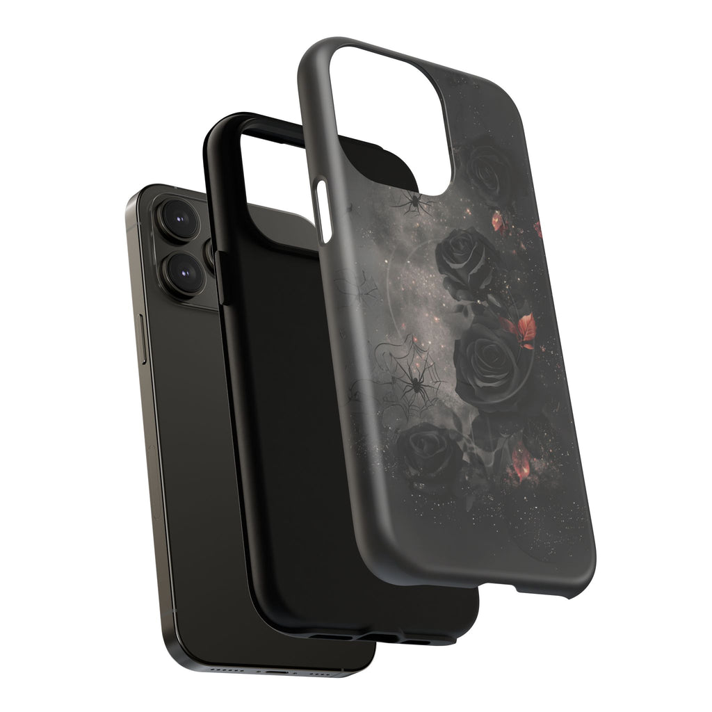 Magsafe Gothic Floral Phone Case Dark Academia Black Roses Spider Webs Butterflies Witchcraft Night Sky iPhone 14 15 Pro Max