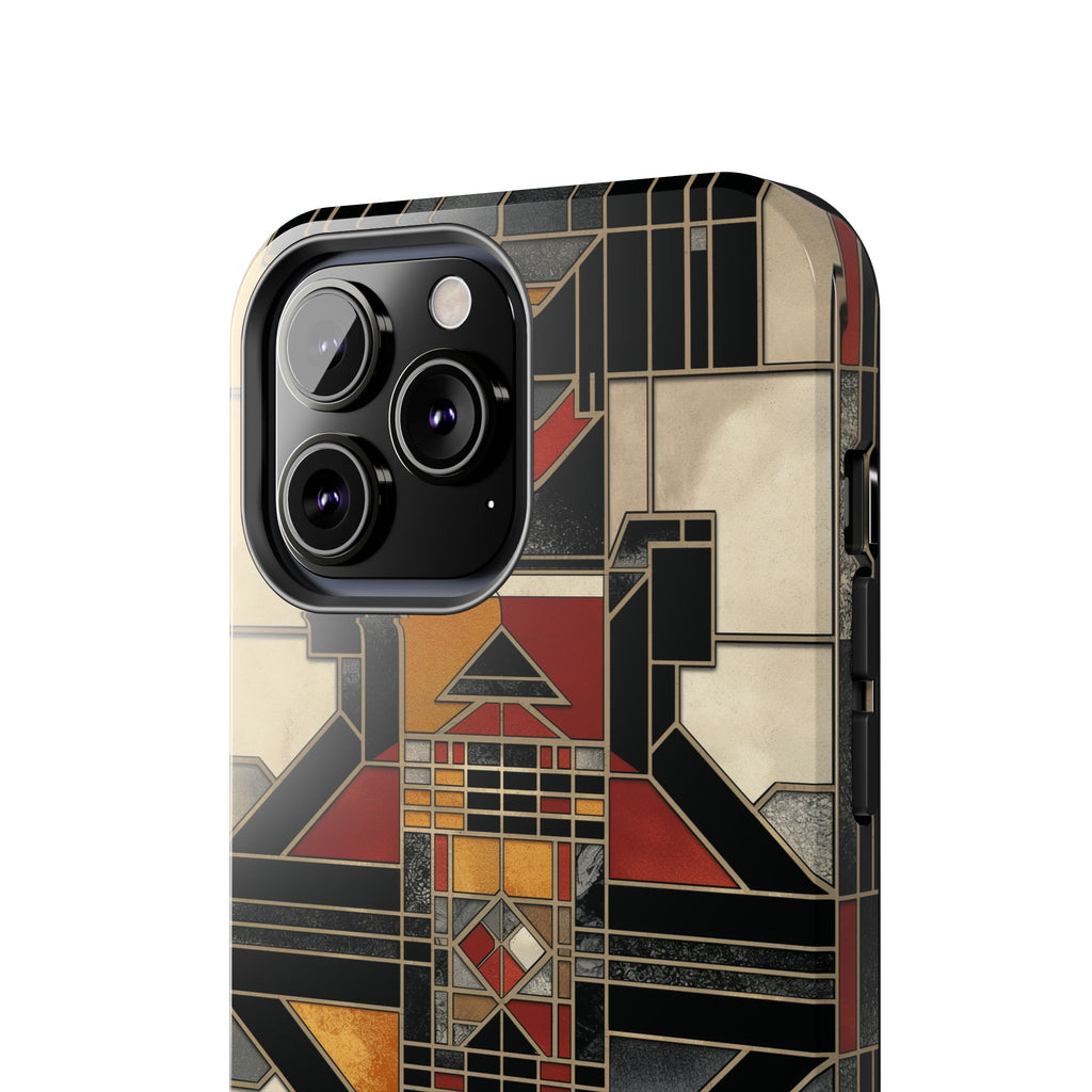 Frank Lloyd Wright Inspired Stained Glass Phone Case - Geometric Elegance for iPhone Models