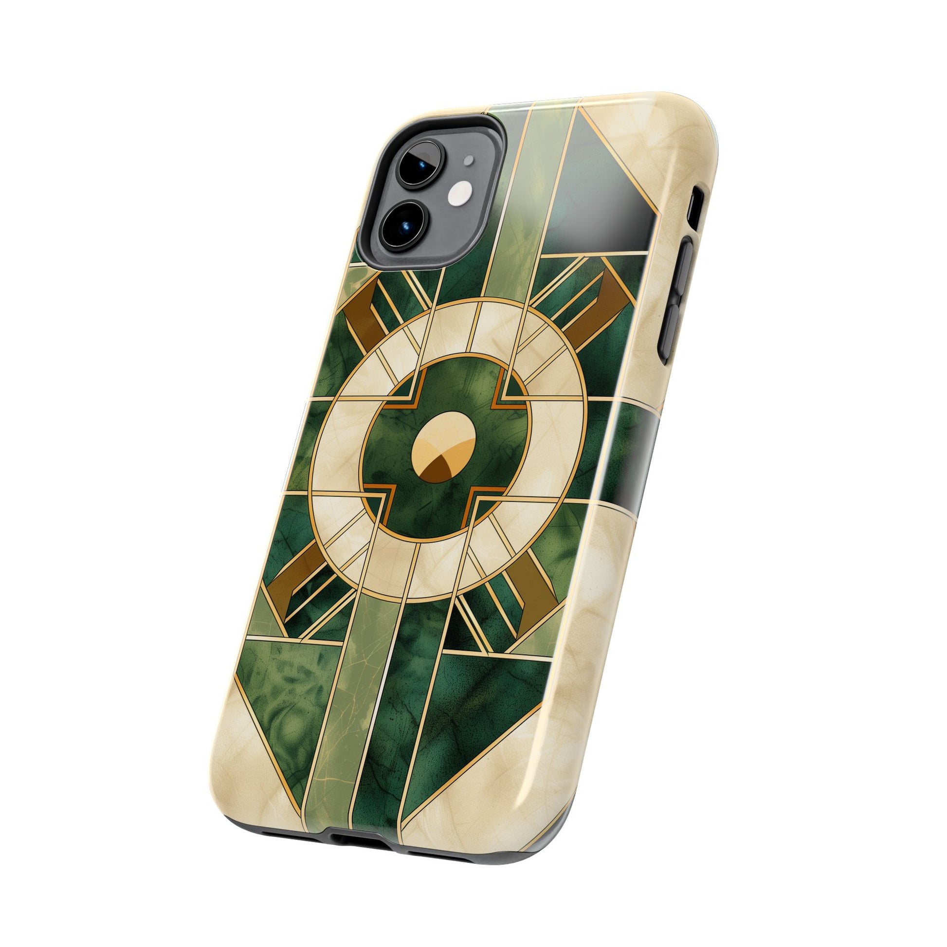 Green Frank Lloyd Wright Inspired Phone Case - Geometric Elegance for iPhone Models
