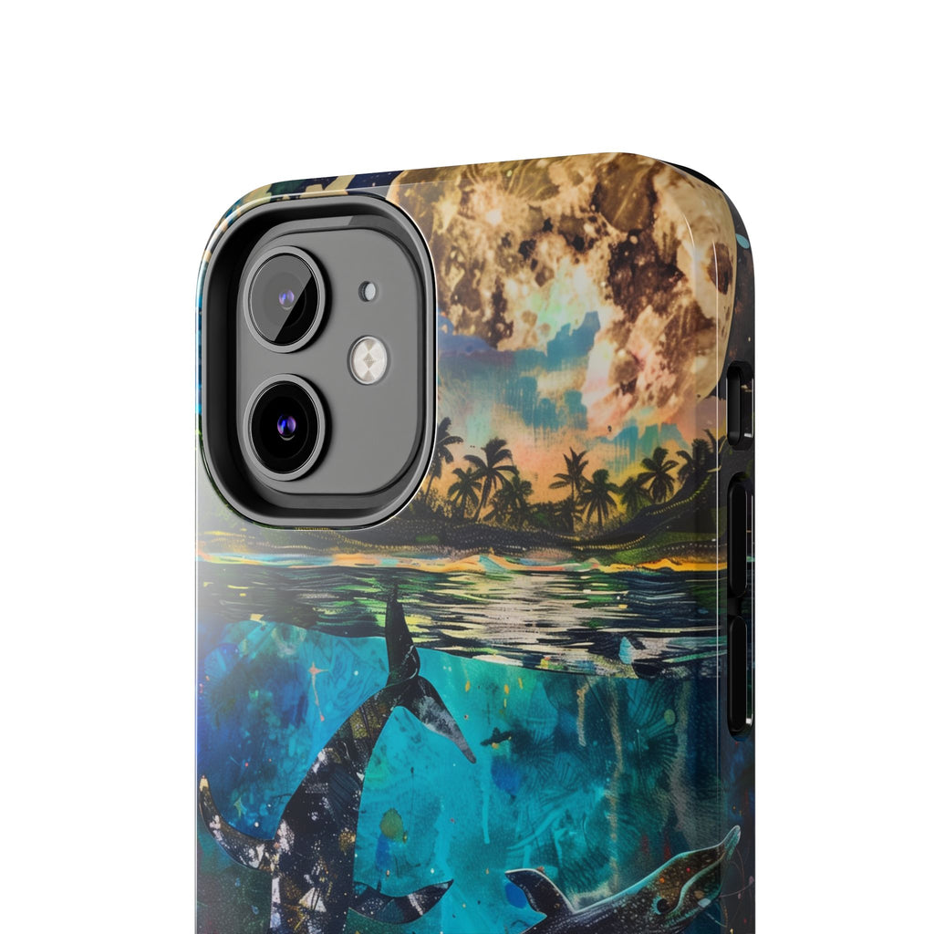 Abstract Moonlit Whales Underwater Phone Case - Durable and Stunning Protective Cover