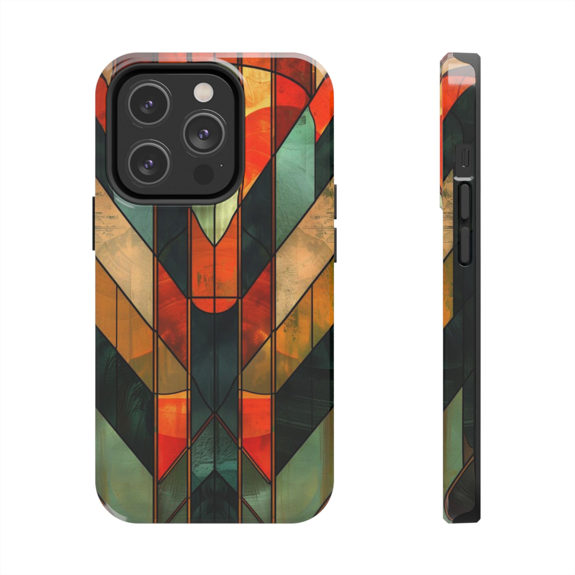 Noir Art Deco Colorful Stained Glass - Durable Dual Layer Iphone Case - Architect Phone Case