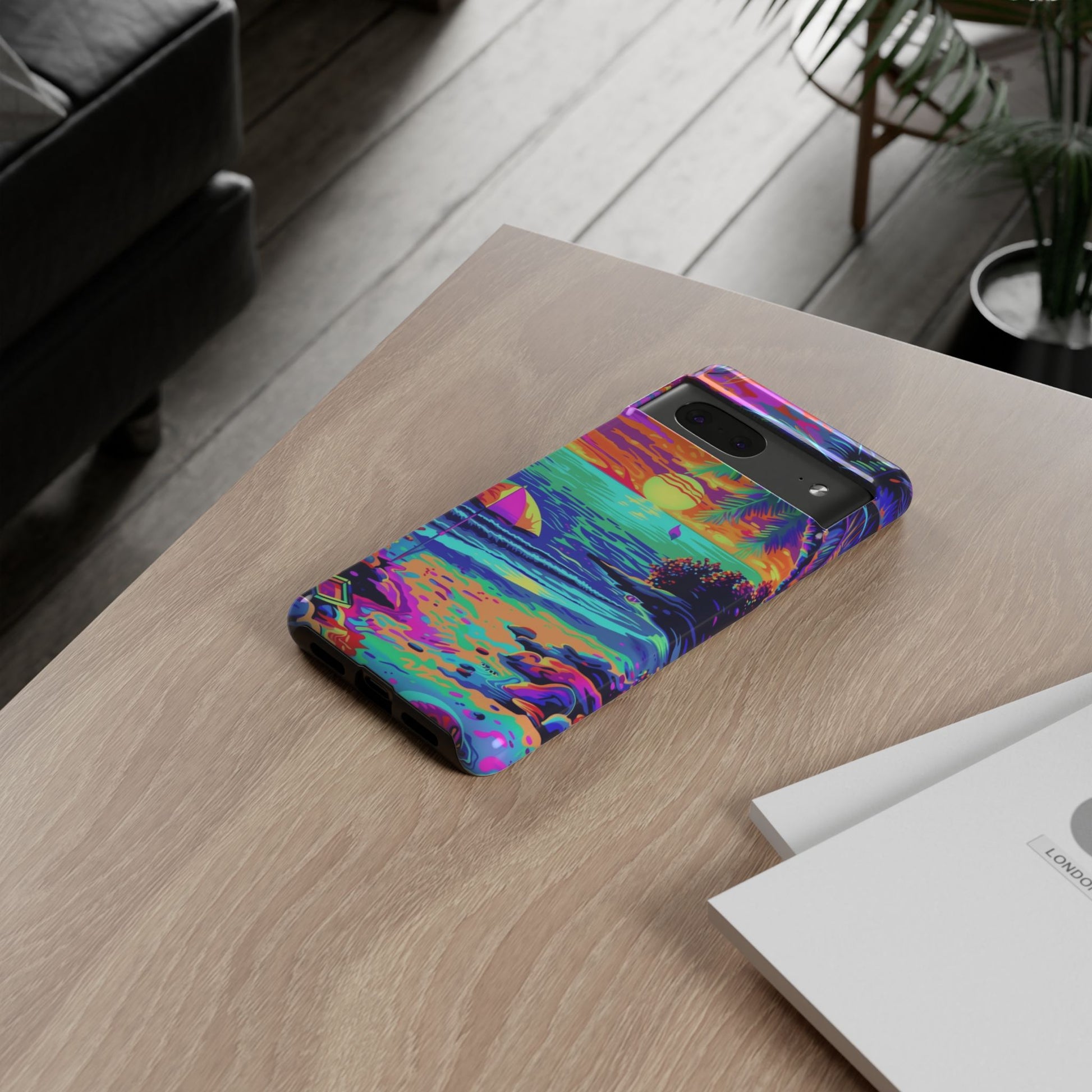 Beach Bliss: Durable Android Phone Case with Lisa Frank Style