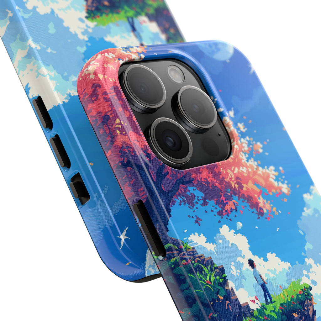 Pixel Art Video Game Landscapes Phone Case, Retro Gaming Pixelated Design, Geeky Gamer Phone Cover, Unique Video Game Art Accessories