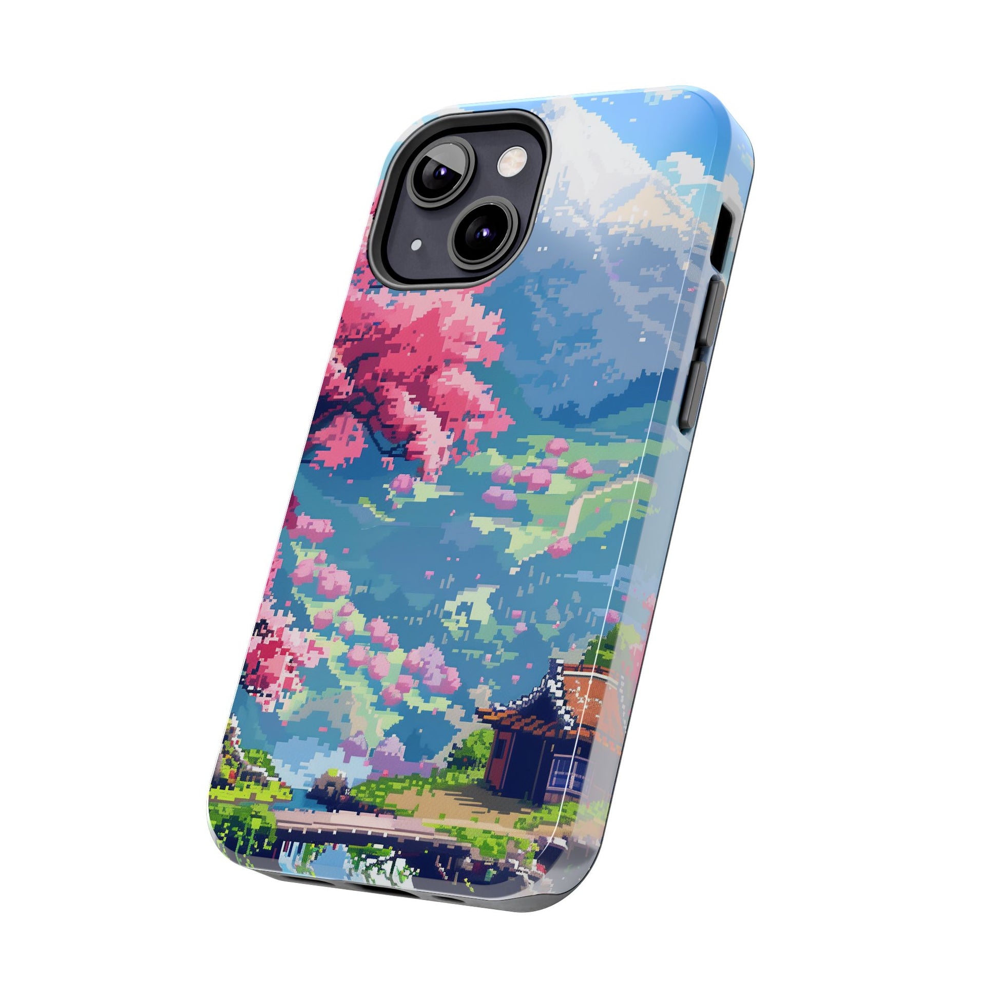 Pixel Art Video Game Landscapes Phone Case, Retro Gaming Pixelated Design, Geeky Gamer Phone Cover, Unique Video Game Art Accessories