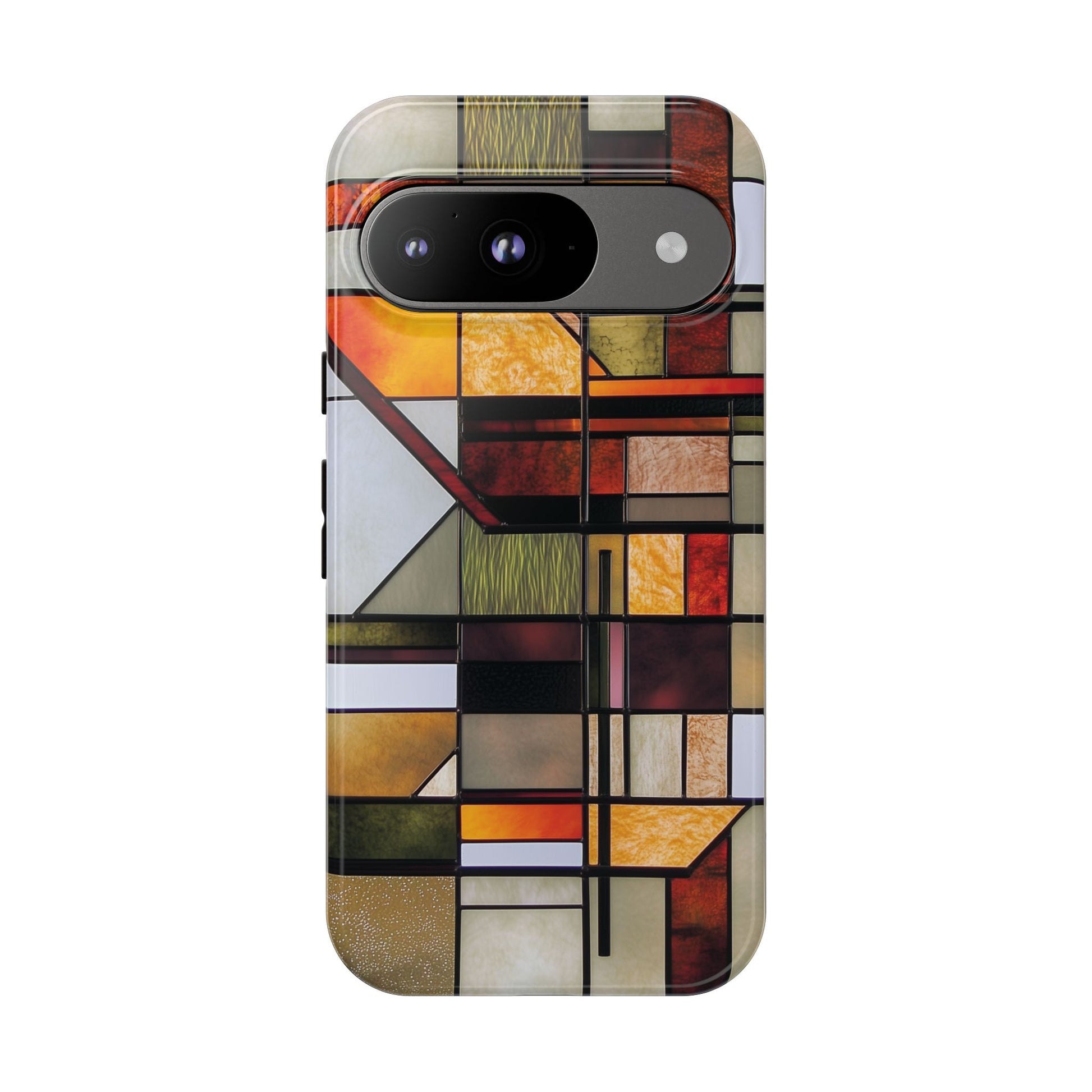 Stained Glass Phone Case Art Deco Frank Lloyd Wright Cottage Core Usonian Prairie Style Geometric Stylish  iPhone 14 15 16 Pro
