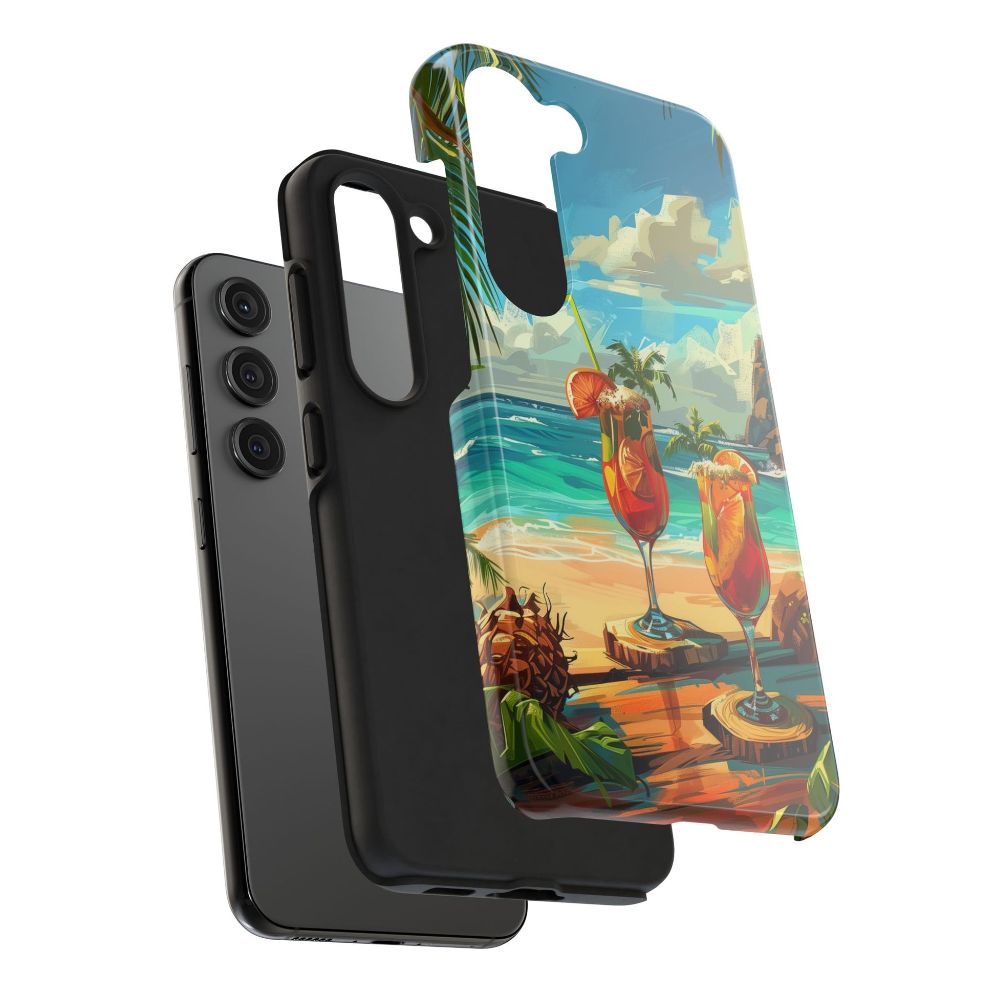 Retro Beach Scene Phone Case, Vintage Tropical Ocean iPhone Case, Summer Beach Phone Cover for iPhone, iphone 15 pro max