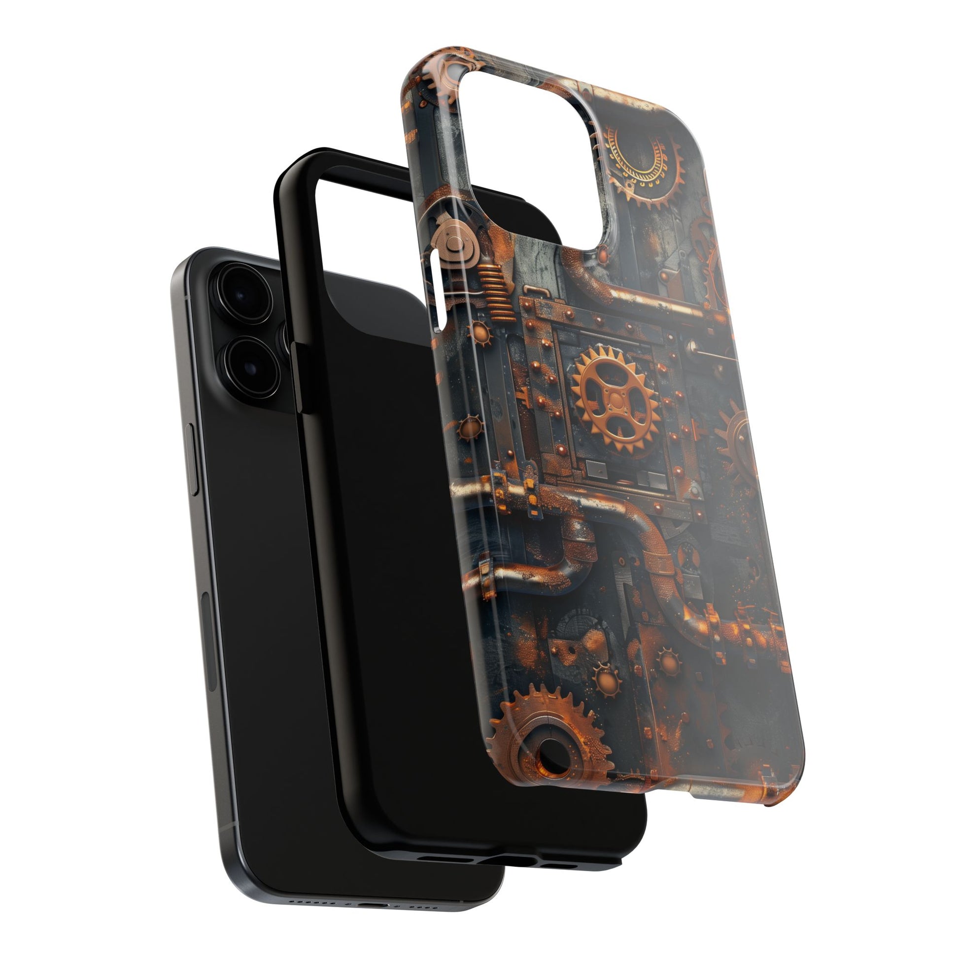 Steampunk Phone Case - Industrial Style Cover with Pipes and Cogs - Unique Steampunk Accessory for Your Phone