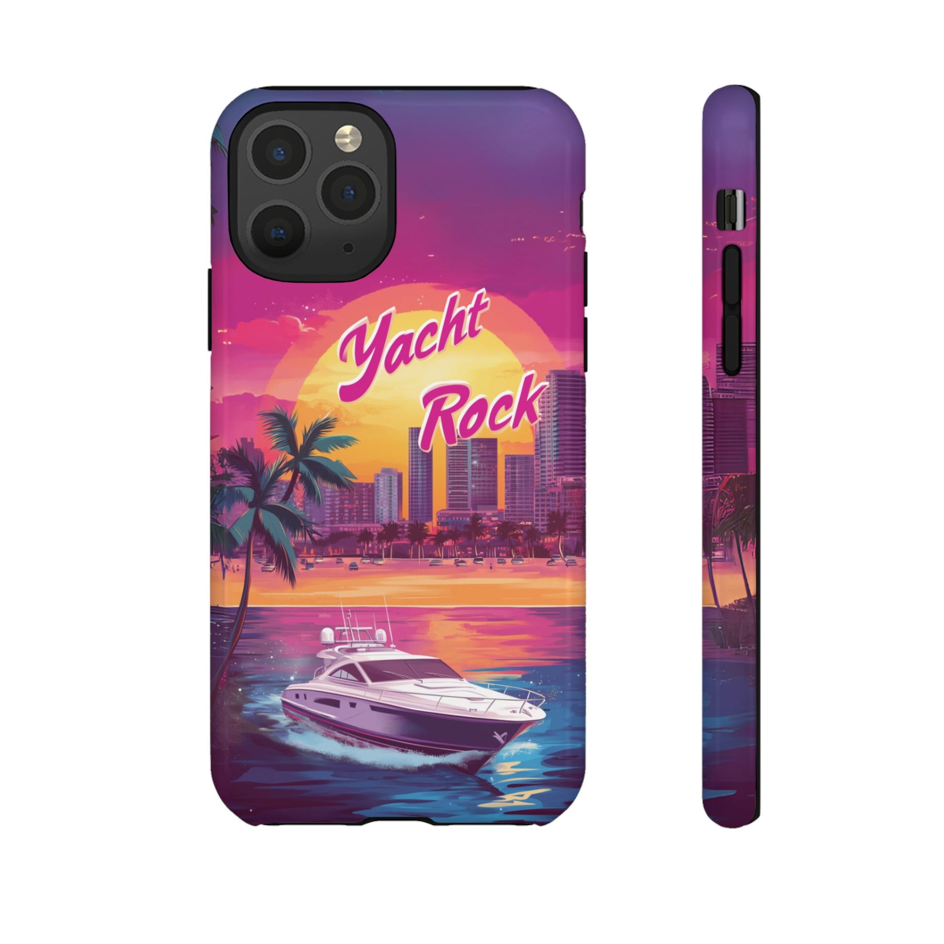 Custom Yacht Rock Phone Case iPhone 13 14 15 16 Pro Max Sunset Cruise Harbor Miami Vice Yacht Rock Gift Boating Captain South Beach Surfing