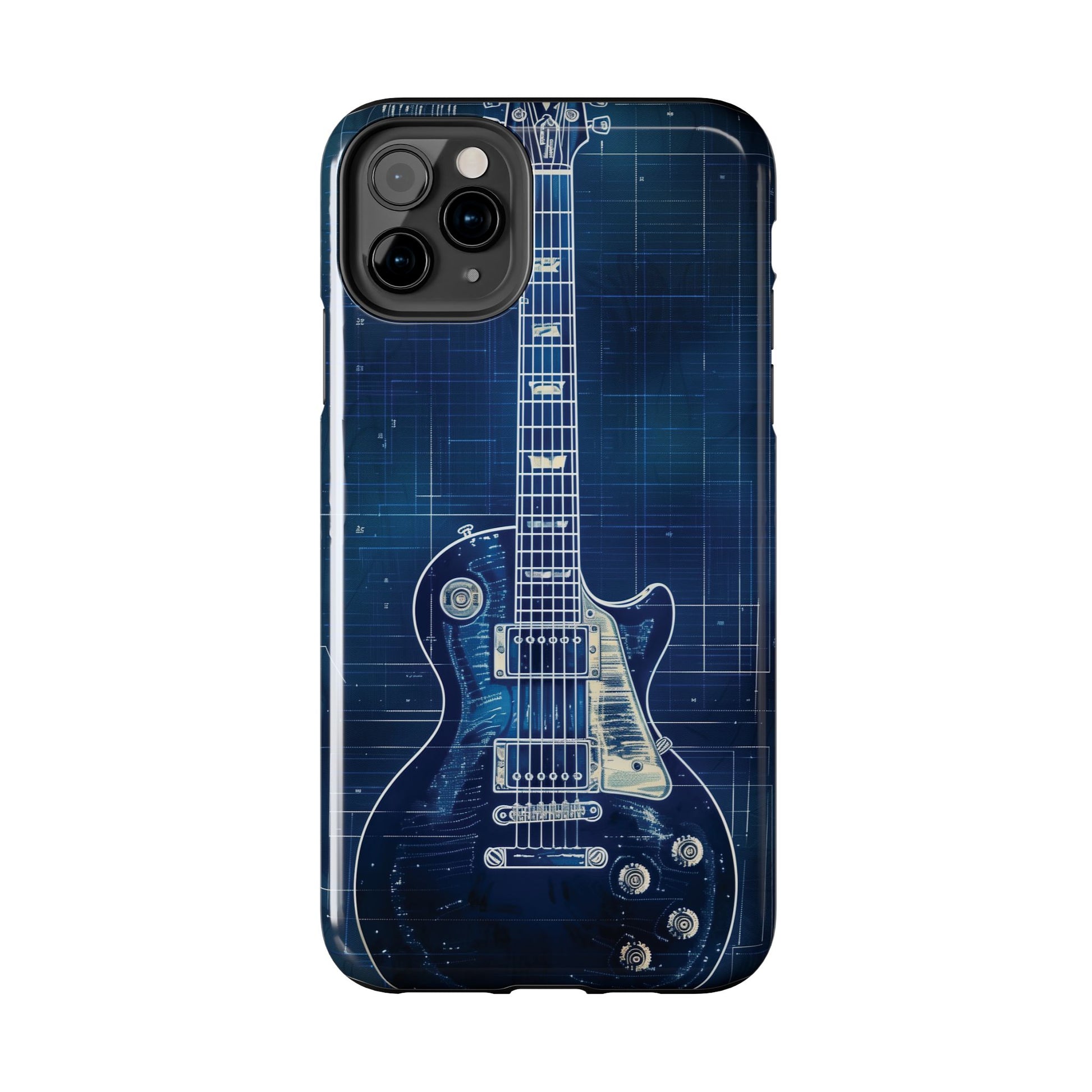 Guitar Phone Case, Guitar Blueprint iPhone Cover, Vintage Guitar Design, Custom iPhone Covers, Rock Music Phone Accessories, Musician Gift