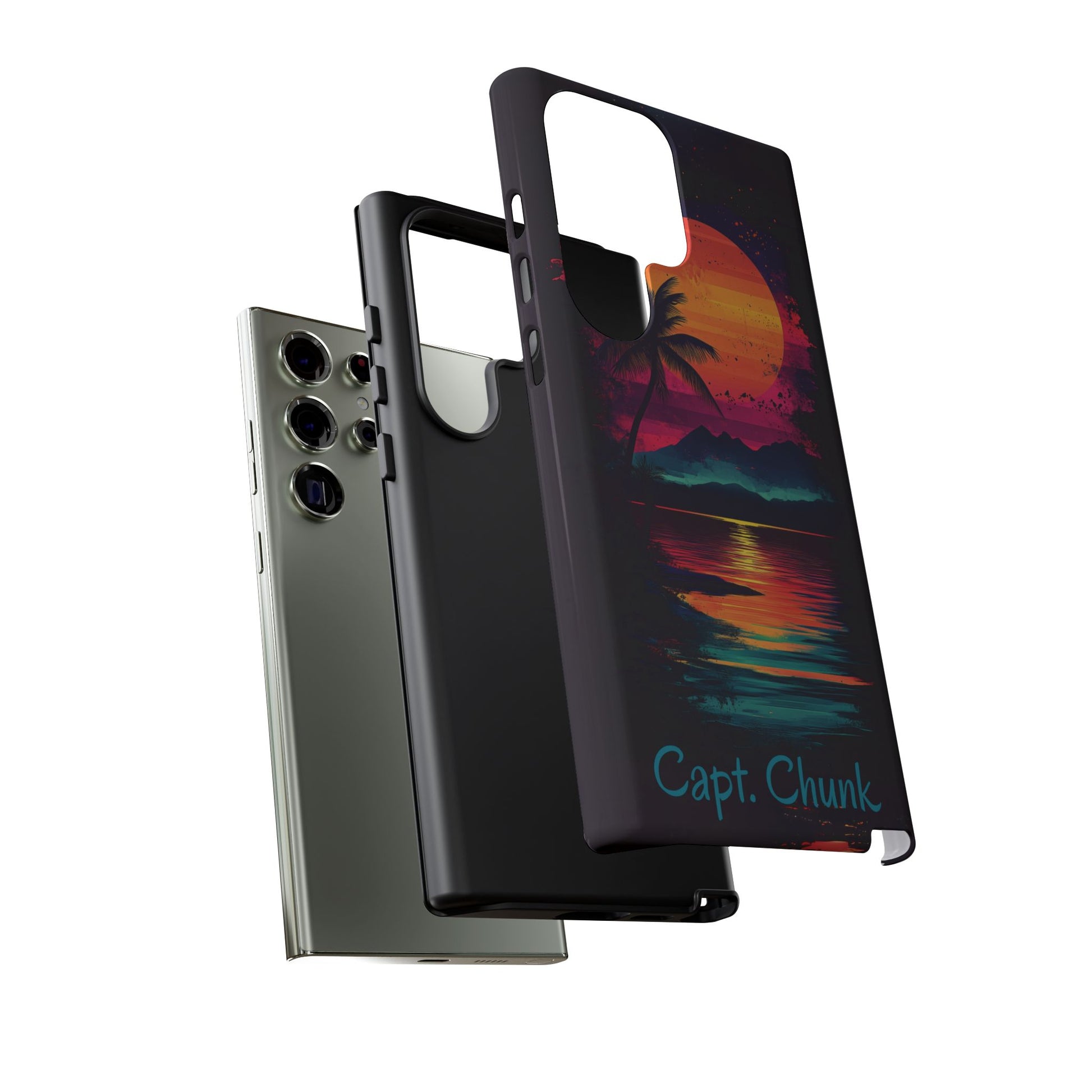 Custom Personalized Retro Palm Tree Sunset Phone Case iPhone 14 15 16 Pro Max Galaxy S24 Google Pixel Mountain Beach Fantasy Surfing Neon