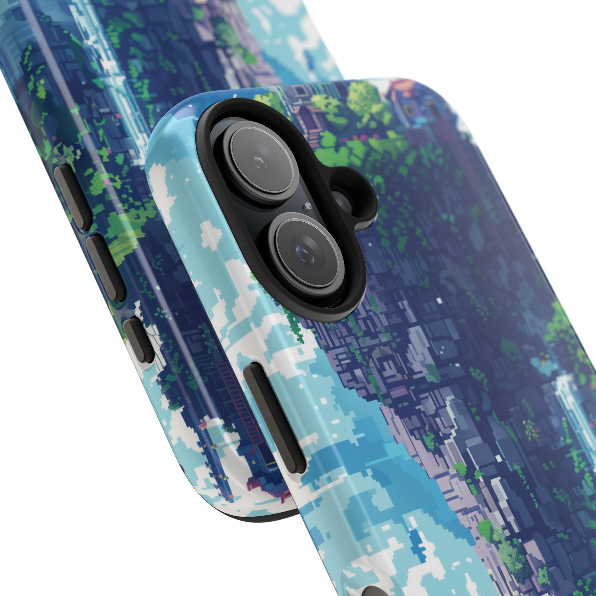 Pixel Art Video Game Landscapes Phone Case, Retro Gaming Pixelated Design, Geeky Gamer Phone Cover, Unique Video Game Art Accessories