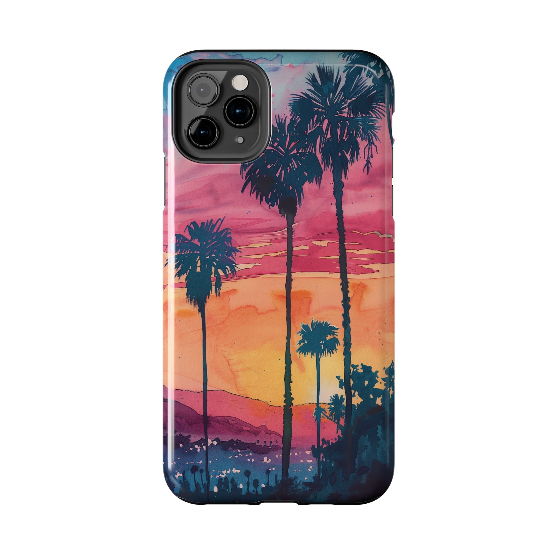 Los Angeles Sunset iPhone Case, Golden Hour Scenic View, Hollywood Hills Sunset Phone Case, Palm Trees Phone Case, iphone 15 pro max case