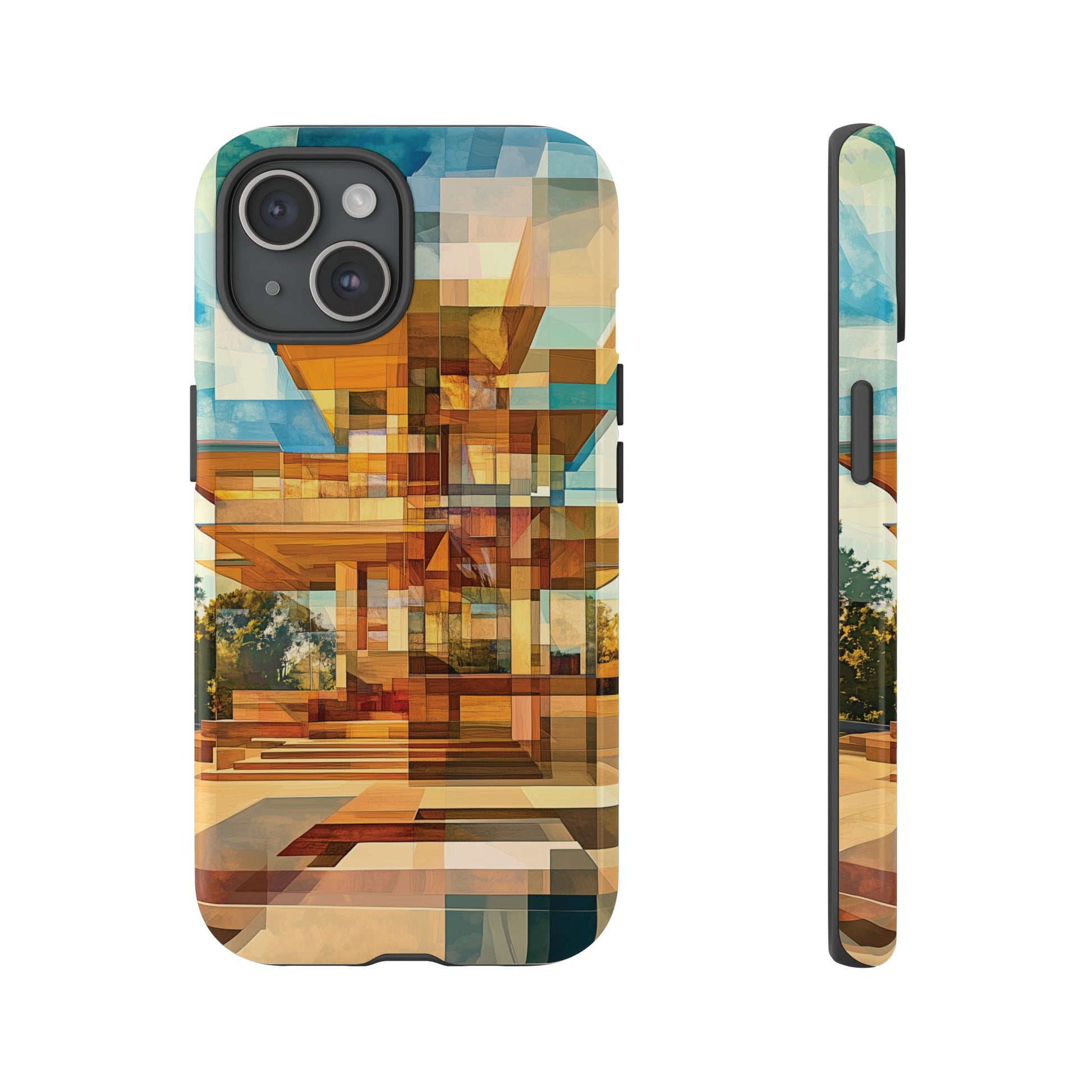Frank Lloyd Wright Inspired Prairie Usonian Phone Case Geometric Stained Glass Art Deco Marble Gold 13 14 15 16 iPhone Pro Max Galaxy Pixel
