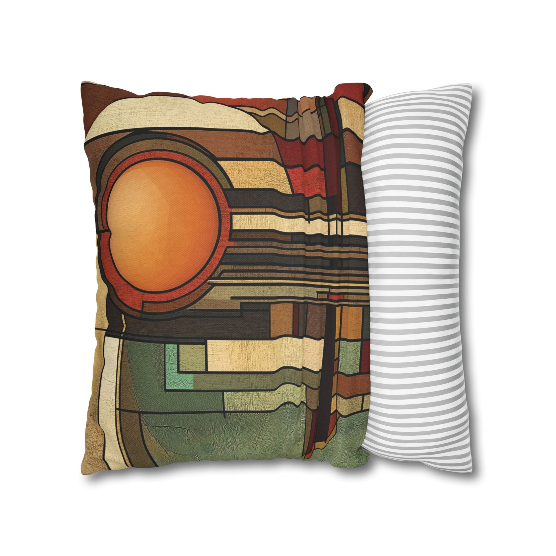 Art Deco Pillowcase, Frank Lloyd Wright Prairie Style, Usonian Nature Designer Mission Style, Perfect Gift for Home - Square Pillow, Home