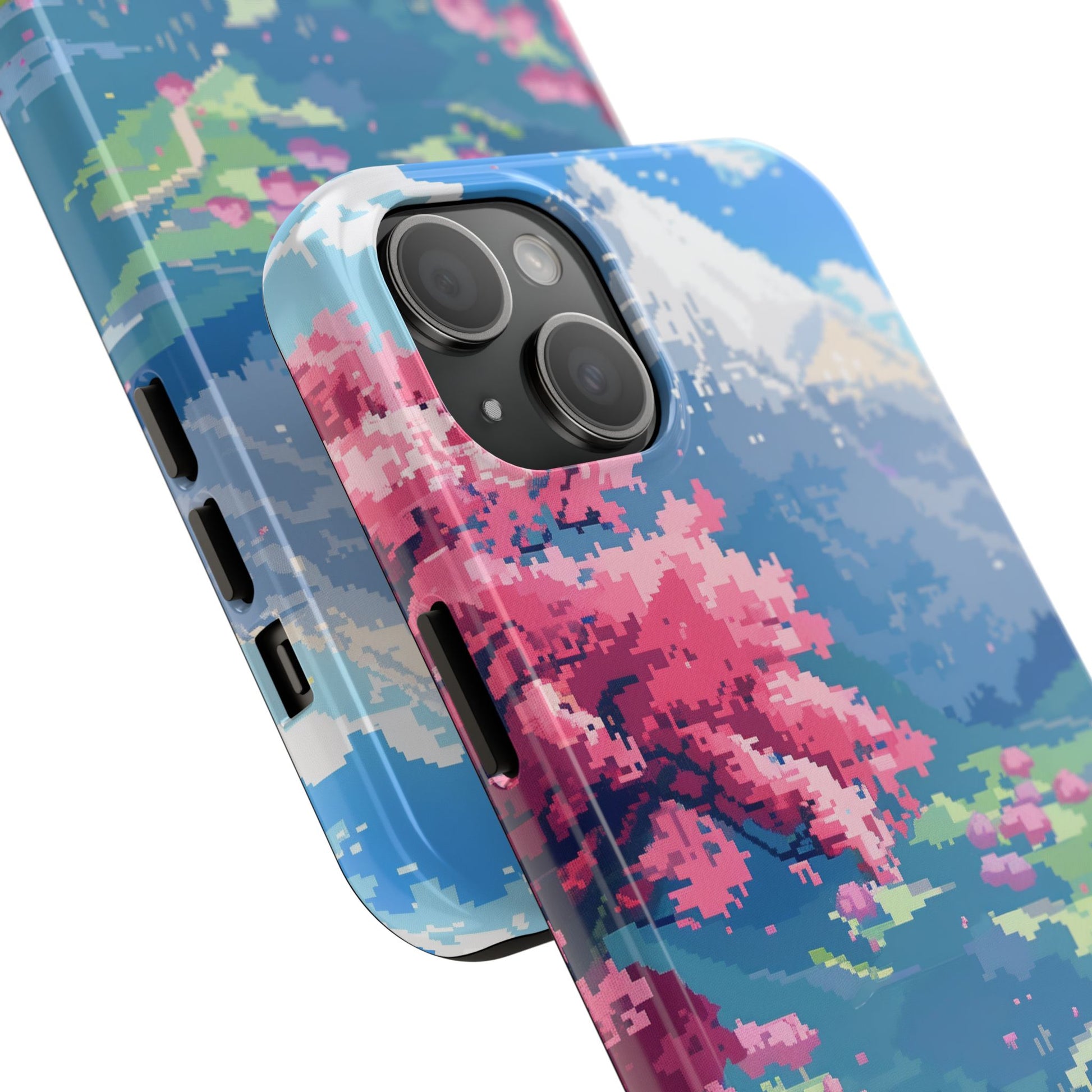 Pixel Art Video Game Landscapes Phone Case, Retro Gaming Pixelated Design, Geeky Gamer Phone Cover, Unique Video Game Art Accessories