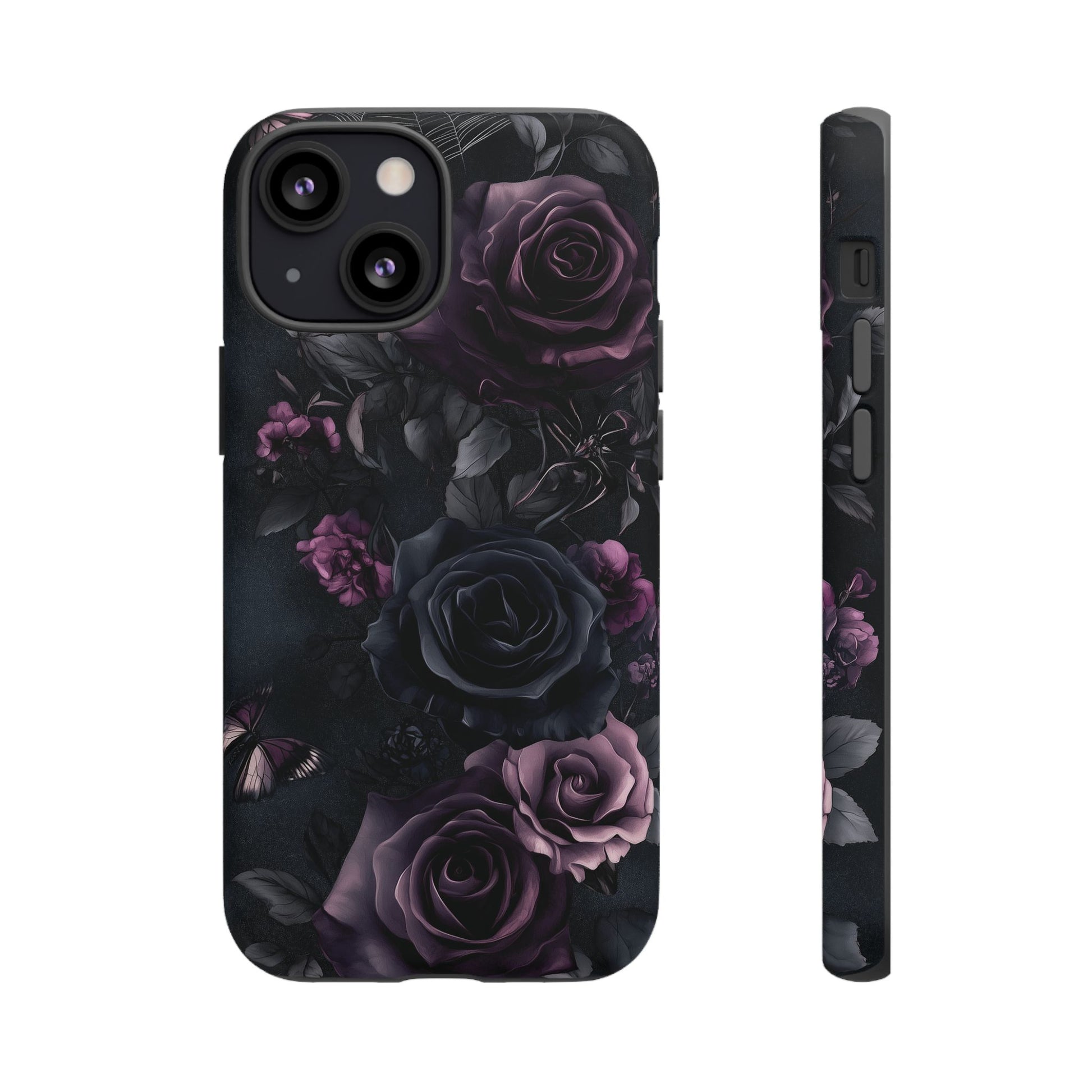 Gothic Floral Phone Case Dark Academia Black Roses Spider Webs Butterflies Witchcraft Night Sky iPhone 13 14 15 16 Pro Max Galaxy Pixel