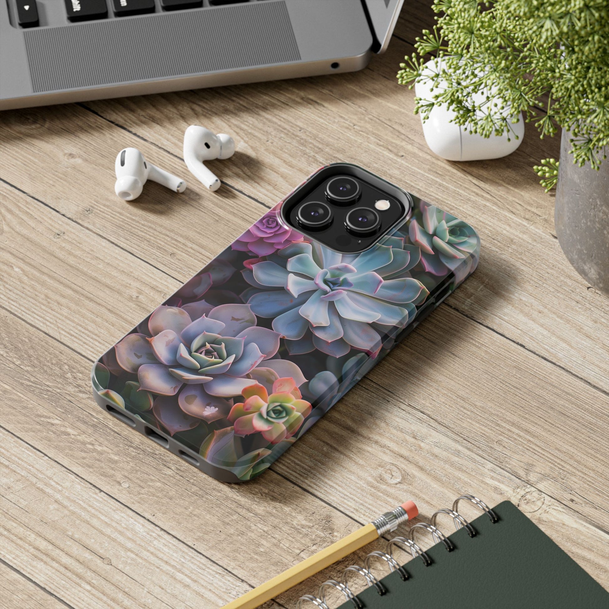 Pastel Succulent Flower Design Durable Phone Case - Tough Protection for iPhones