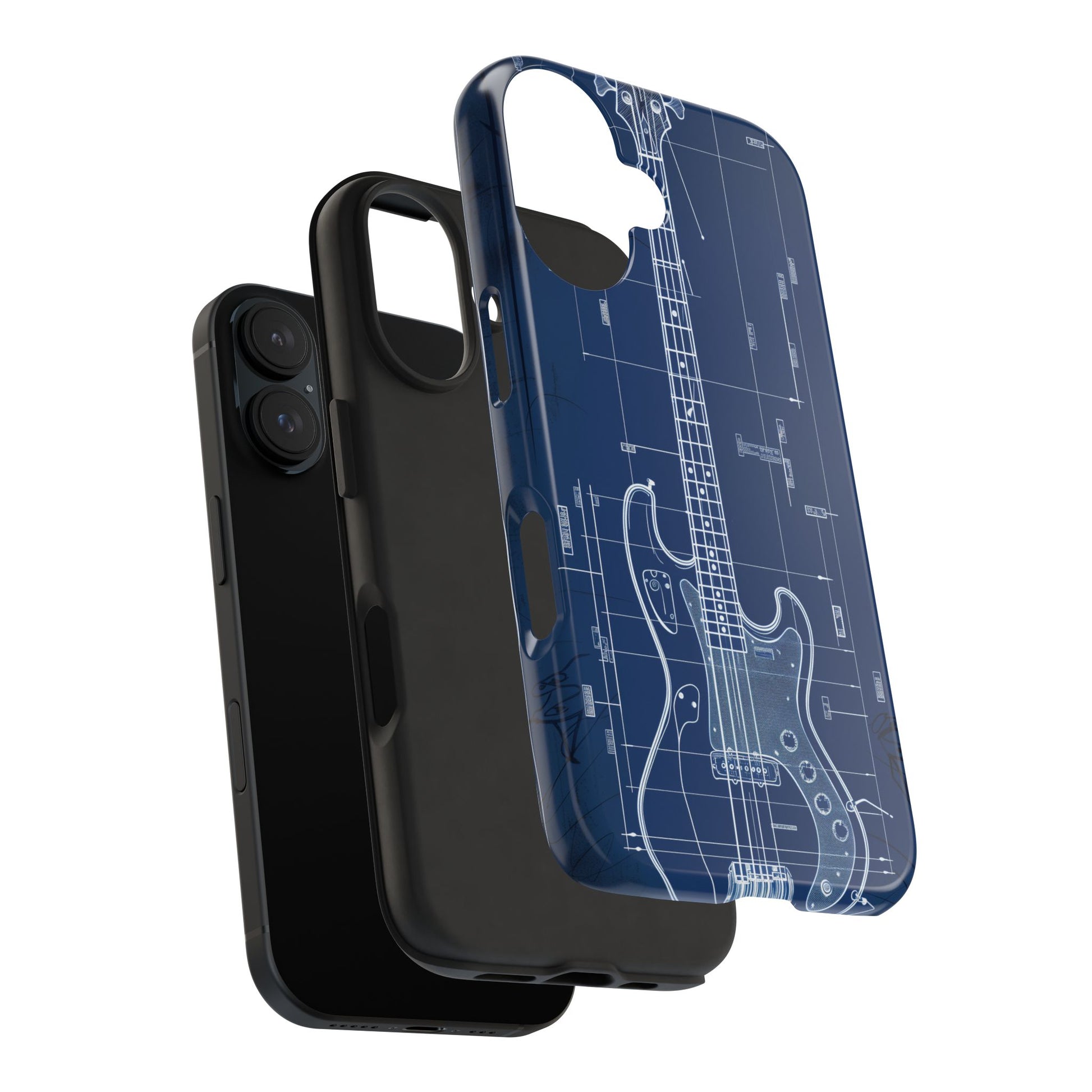Guitar Phone Case Blueprint Schematic Vintage Custom Design Fender Gibson Rickenbacker Custom Rock Music Phone Accessories Musician Gift