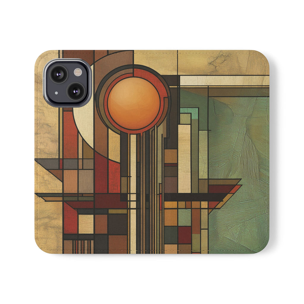 Art Deco Flip Case Frank Lloyd Prairie Style Stained Glass Wright, Phone Covers, Colorful Protective Accessories, Unique