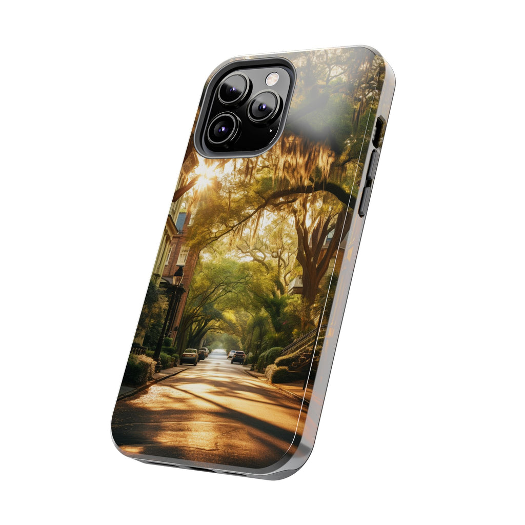 Historic Savannah Georgia Street Scene Phone Case - Unique Protective Cover for iPhone Models, Perfect Souvenir or Gift