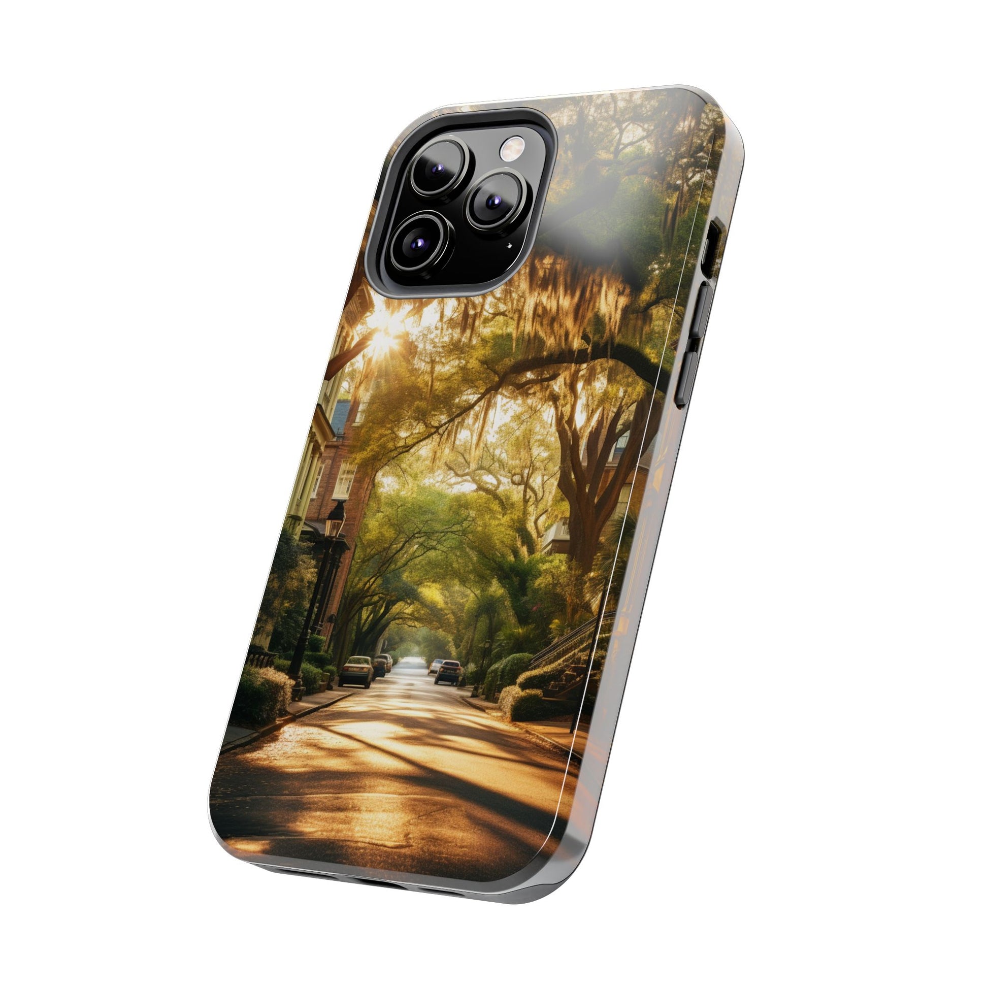 Historic Savannah Georgia Street Scene Phone Case - Unique Protective Cover for iPhone Models, Perfect Souvenir or Gift