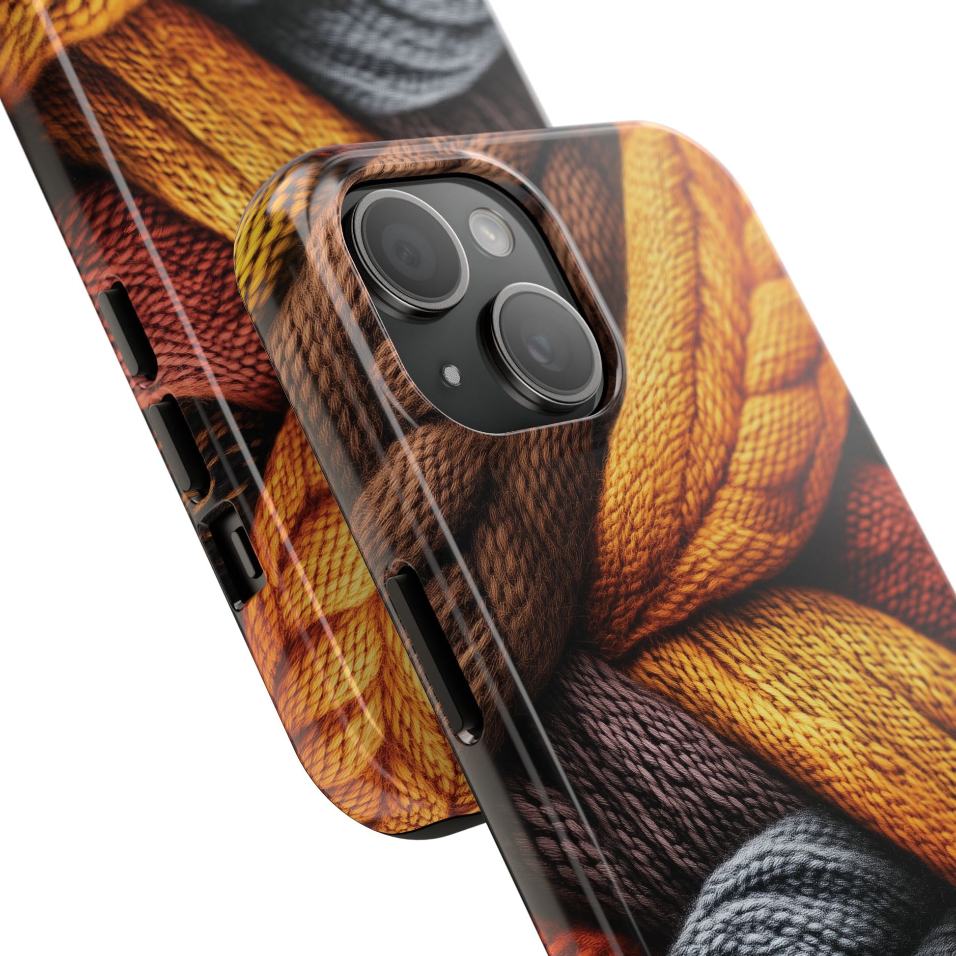 Fall Knit Sweater Cozy Cottagecore Phone Case Boho Embroidered Fall Colors Phone Cover for iPhone 13 14 15 Pro, Samsung Galaxy S22 S23