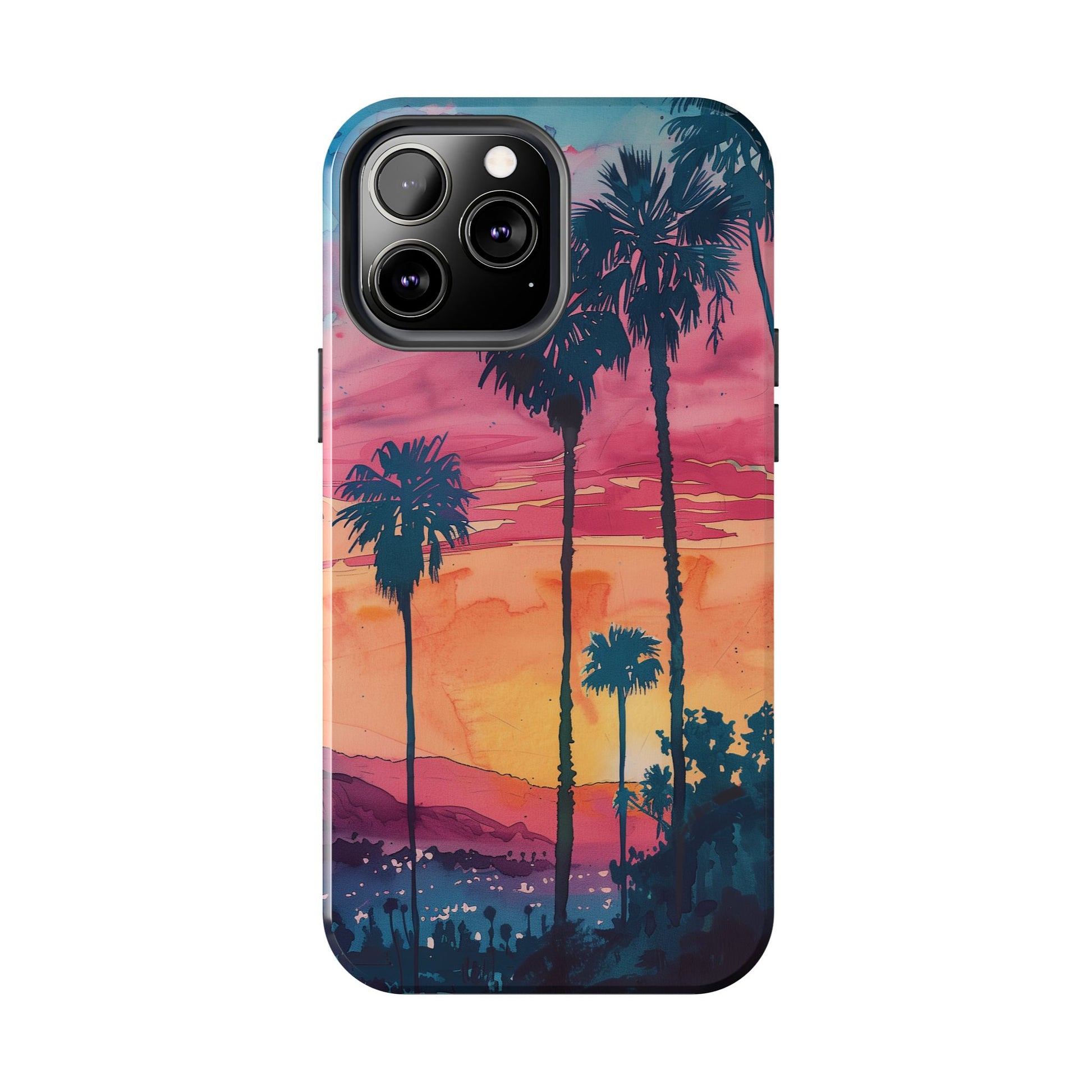 Los Angeles Sunset iPhone Case, Golden Hour Scenic View, Hollywood Hills Sunset Phone Case, Palm Trees Phone Case, iphone 15 pro max case