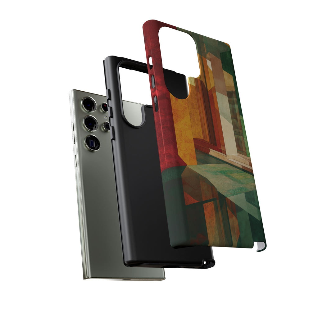 Art Deco Frank Lloyd Wright Inspired Usonian Phone Case Geometric Stained Glass Art Deco Marble Gold 13 14 15 16 iPhone Pro Max Galaxy Pixel