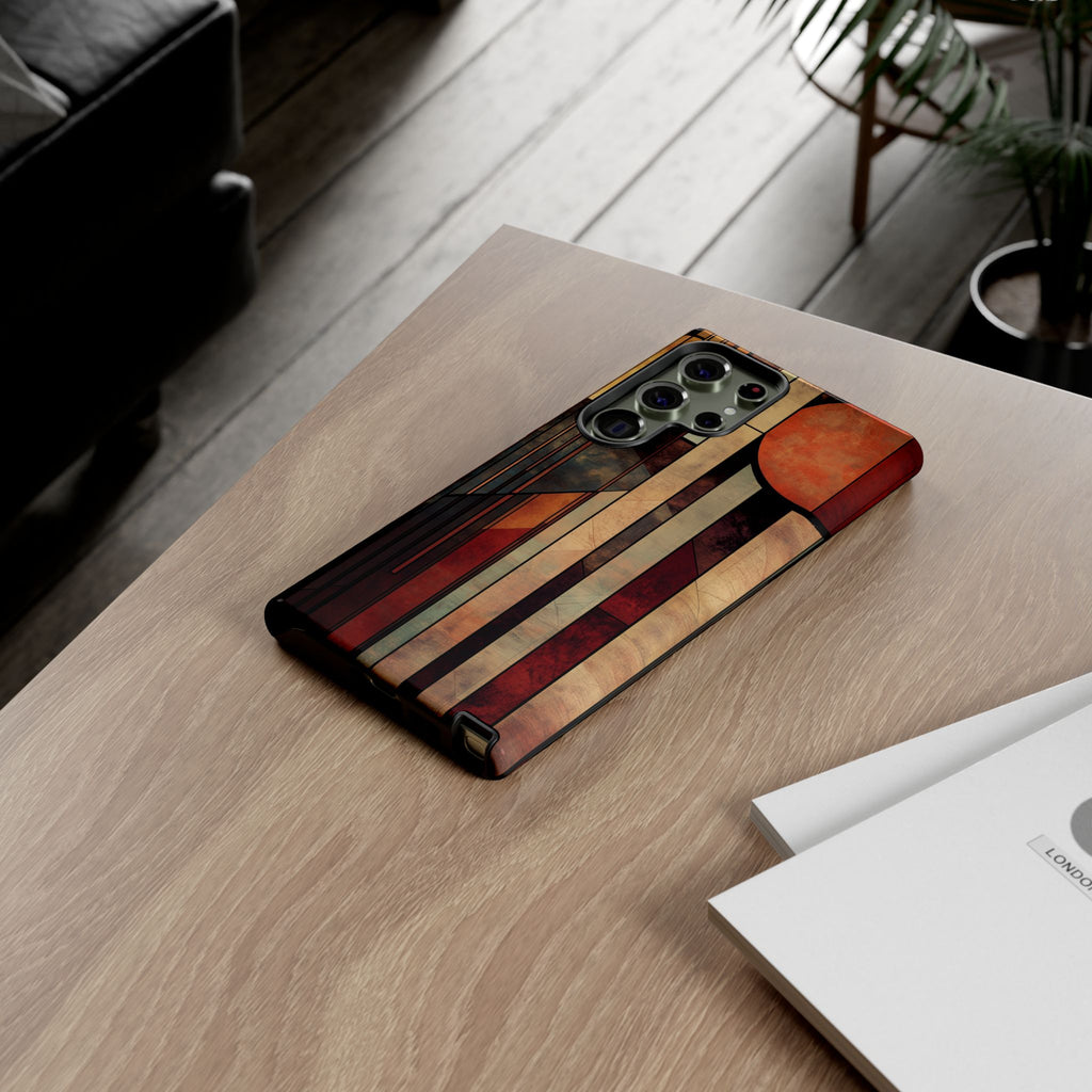 Dark Prairie Frank Lloyd Wright Usonian Phone Case Geometric Stained Glass Art Deco Marble Gold 13 14 15 16 iPhone Pro Max Galaxy Pixel
