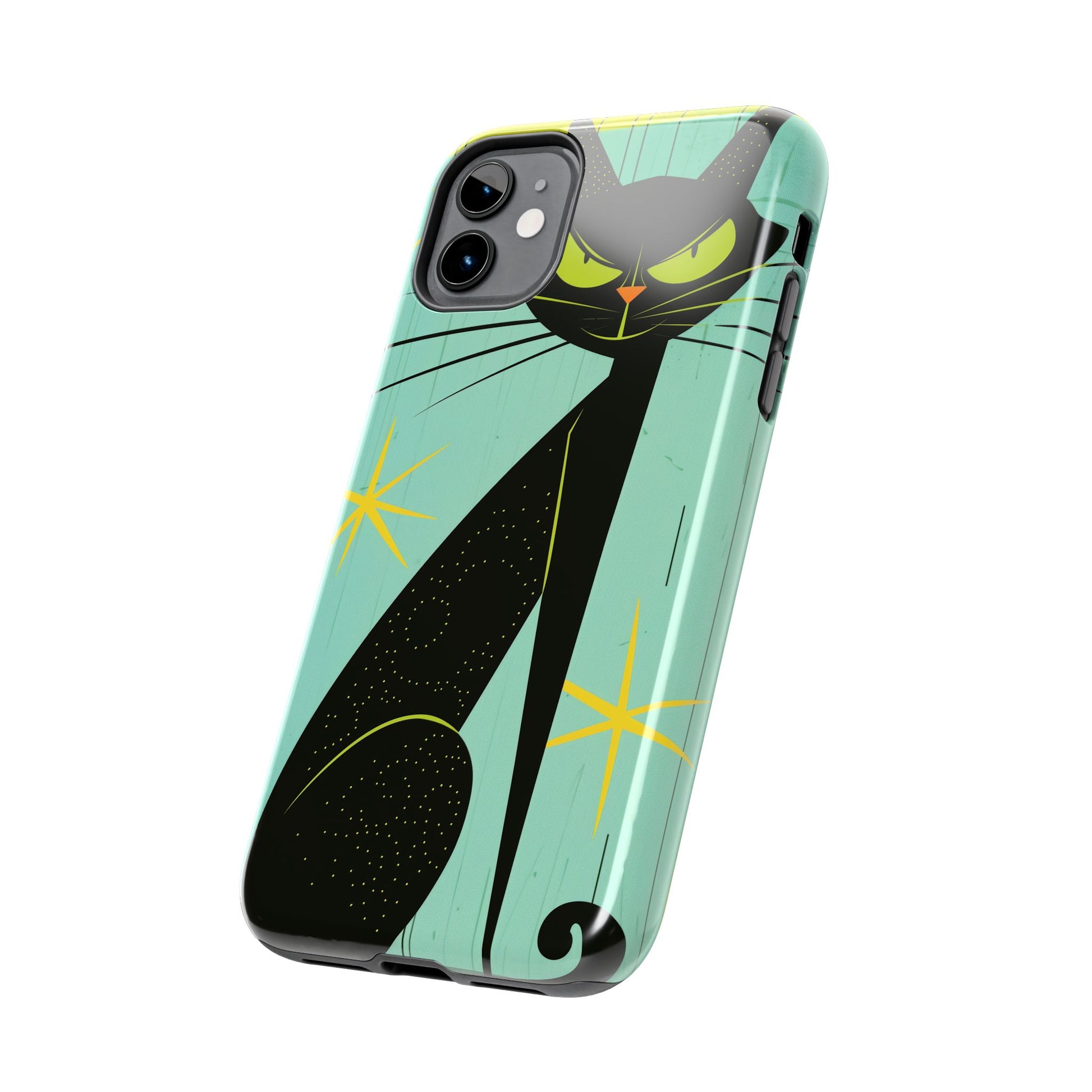Mid-Century Modern Phone Case, Mid Mod iPhone Case, Atomic Cats iPhone Case, Retro Chic Smartphone Cover, Unique Artistic Phone Accessory