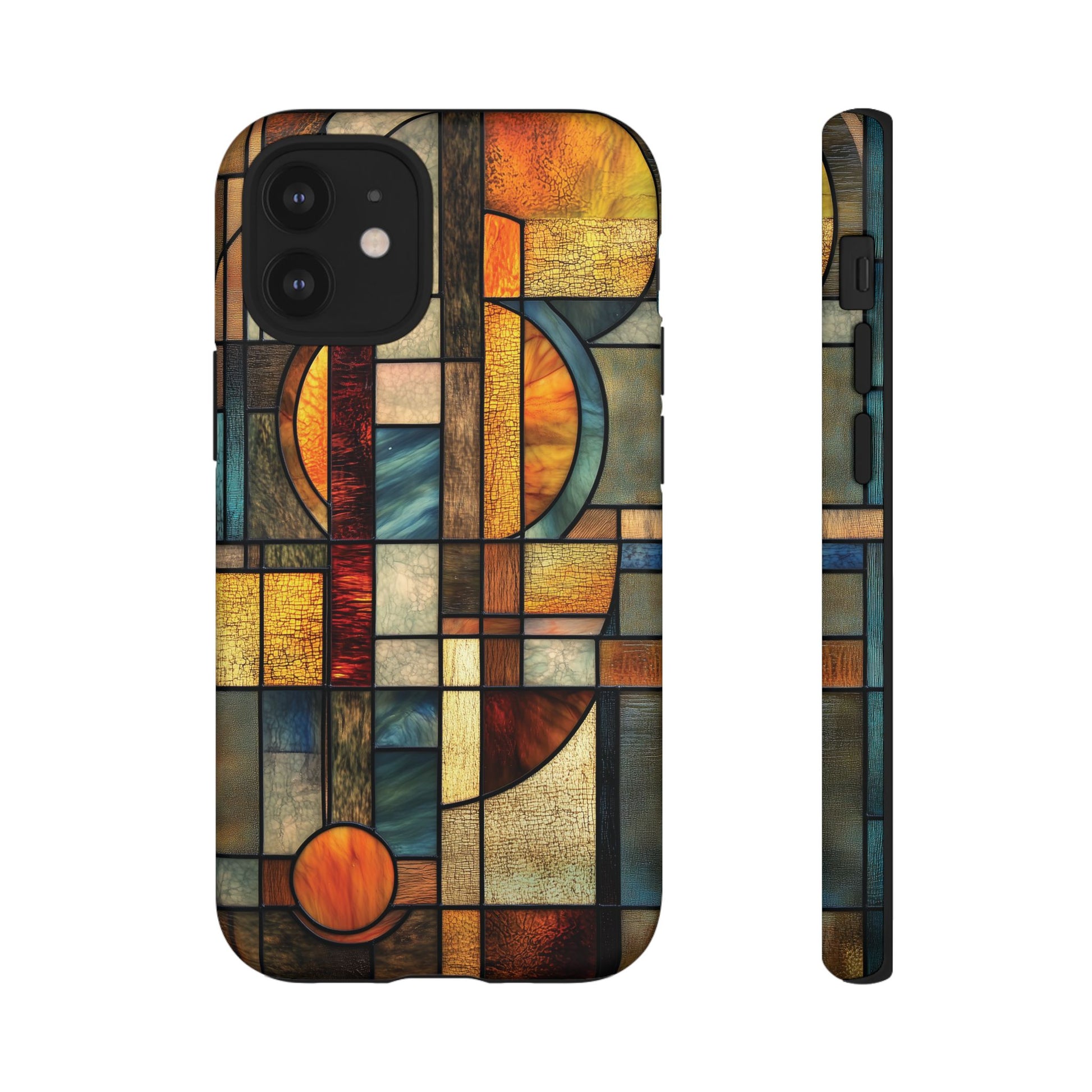 Art Deco Mosaic Stained Glass Phone Case Frank Lloyd Wright Cottage Core Usonian Prairie Style Geometric Stylish  iPhone 14 15 16 Pro