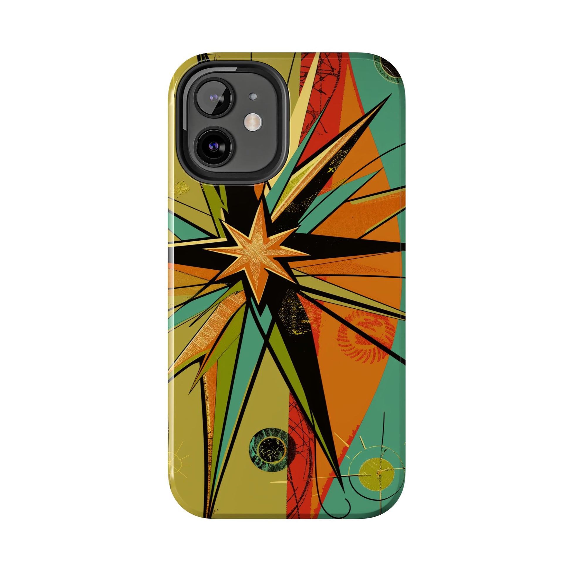 Mid Century Modern Star Design Phone Case, Earth Tone Colors, Retro Style Smartphone Cover, Vintage Phone Case, iPhone 14 Case, Apple iPhone
