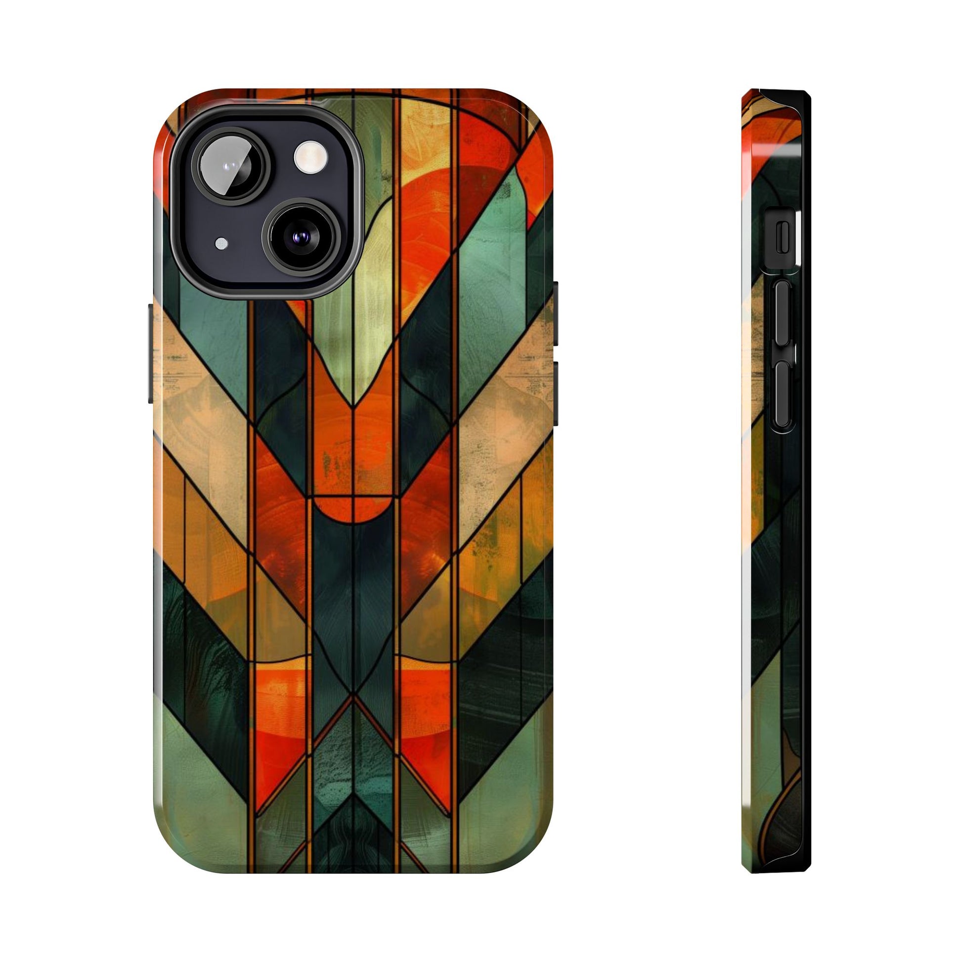 Noir Art Deco Colorful Stained Glass - Durable Dual Layer Iphone Case - Architect Phone Case
