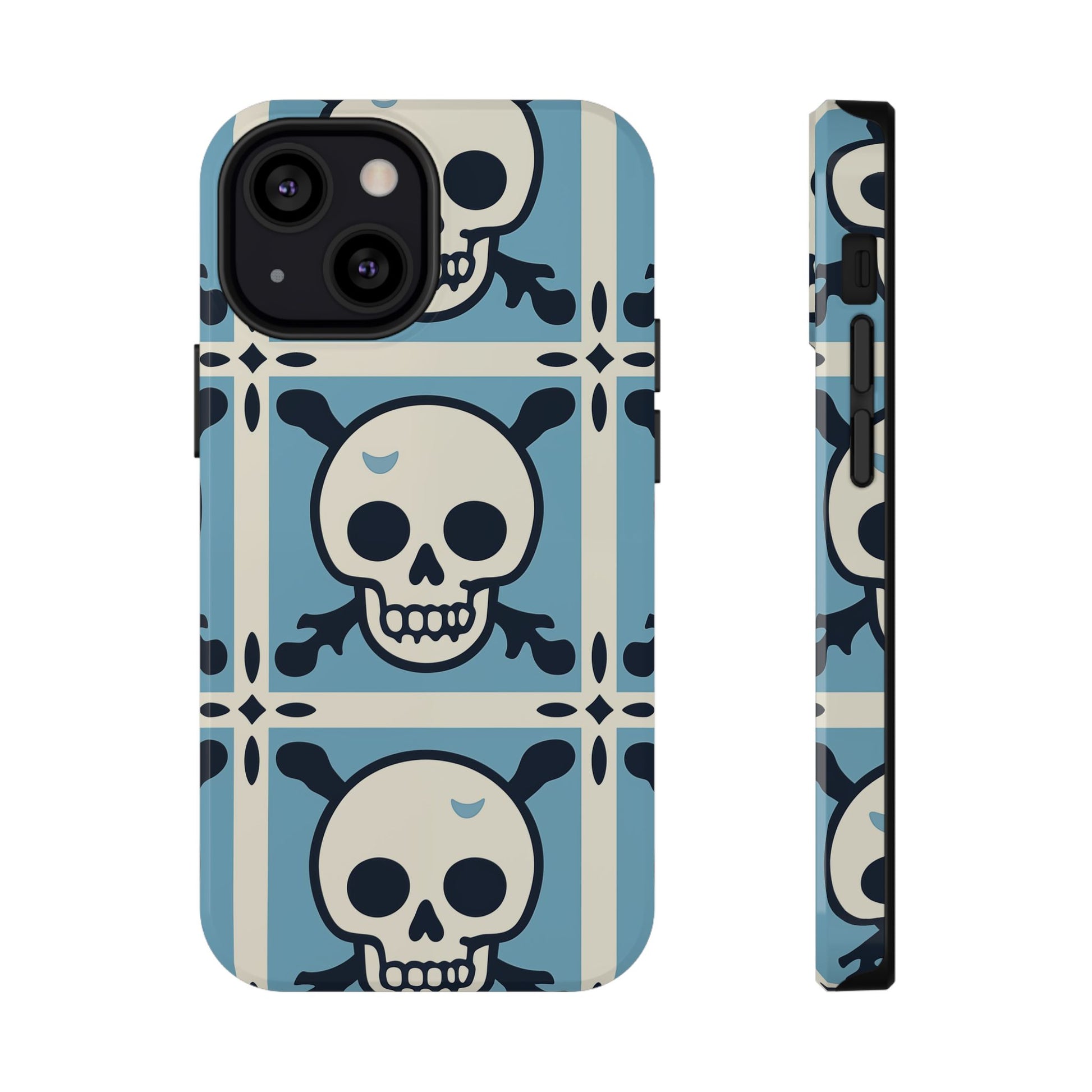 Cute Skull Phone Case Sugar Skull Ghingham Impact-Resistant Cover Goth Skull, Halloween Gift iphone 13 14 15 16 Pro Max