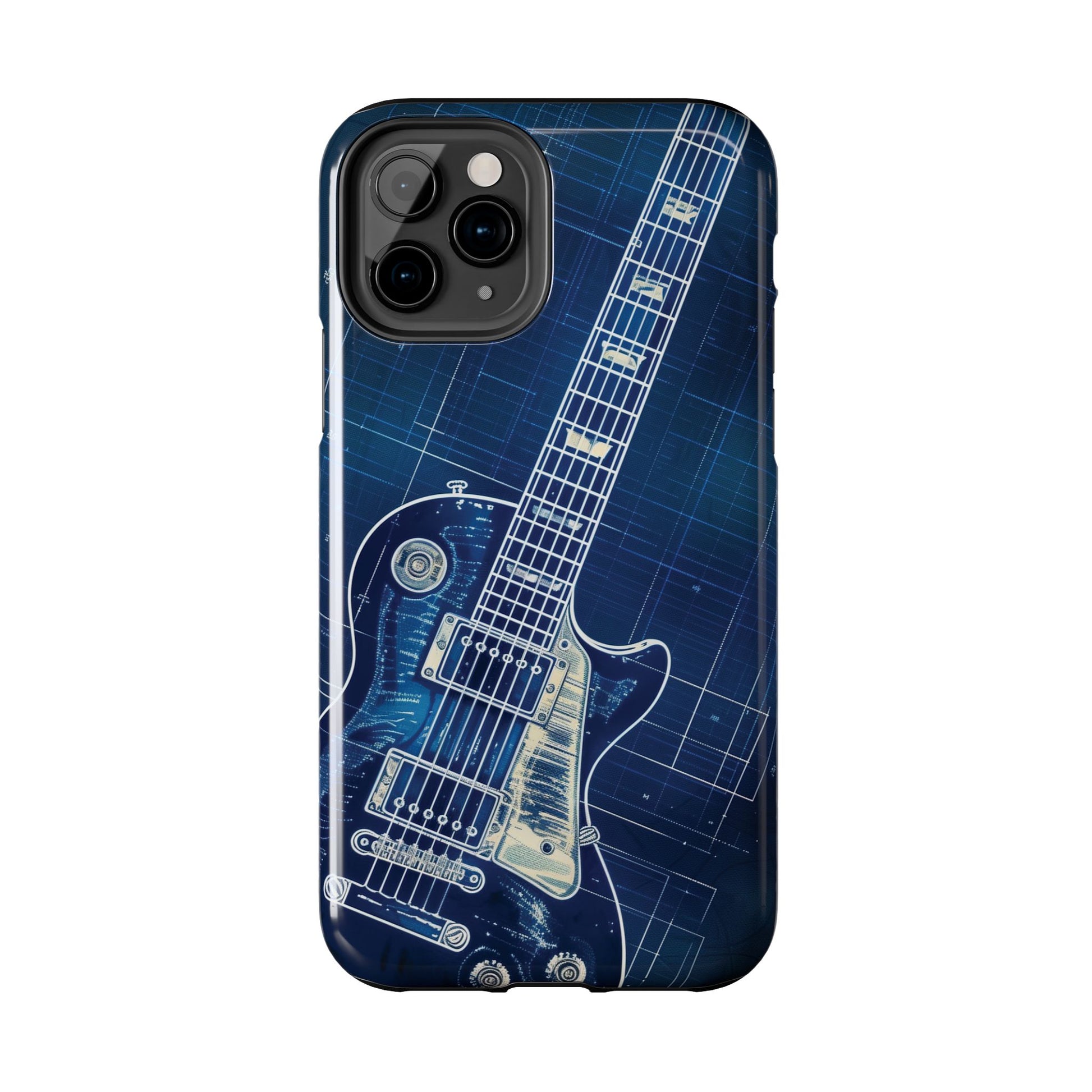 Guitar Phone Case, Guitar Blueprint iPhone Cover, Vintage Guitar Design, Custom iPhone Covers, Rock Music Phone Accessories, Musician Gift