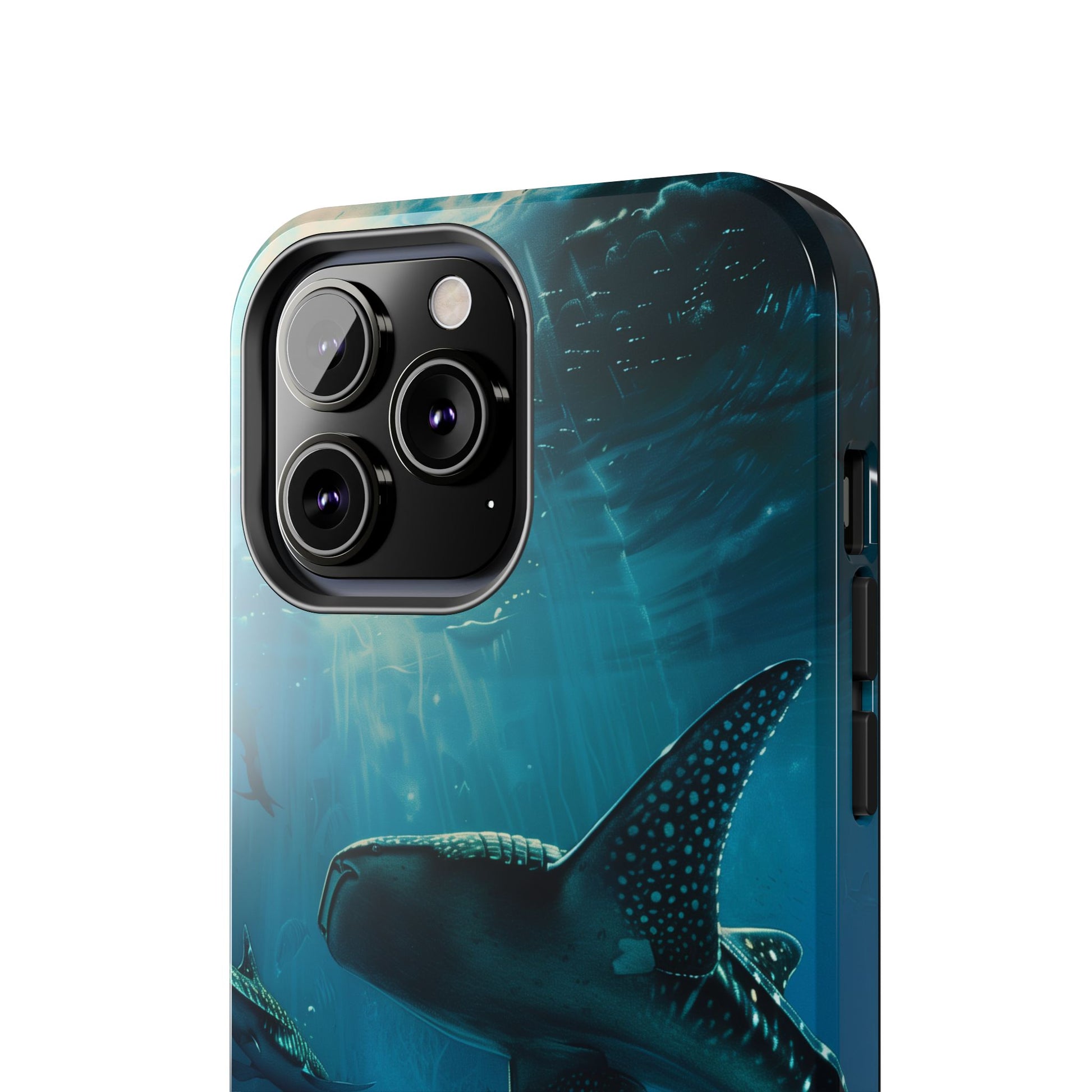 Tranquil Trio: Three Whale Sharks Tough Phone Case