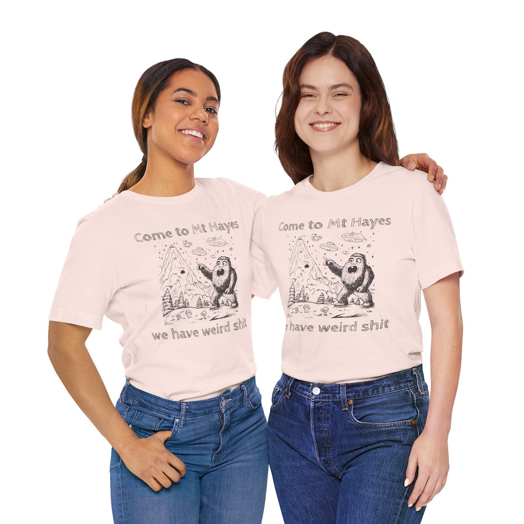 Alien Conspiracy Unisex Tee, Bigfoot Mountain Sketch Shirt, UFO Weird Stuff Tshirt, California Men's Top, Space Extraterrestrial Shirt