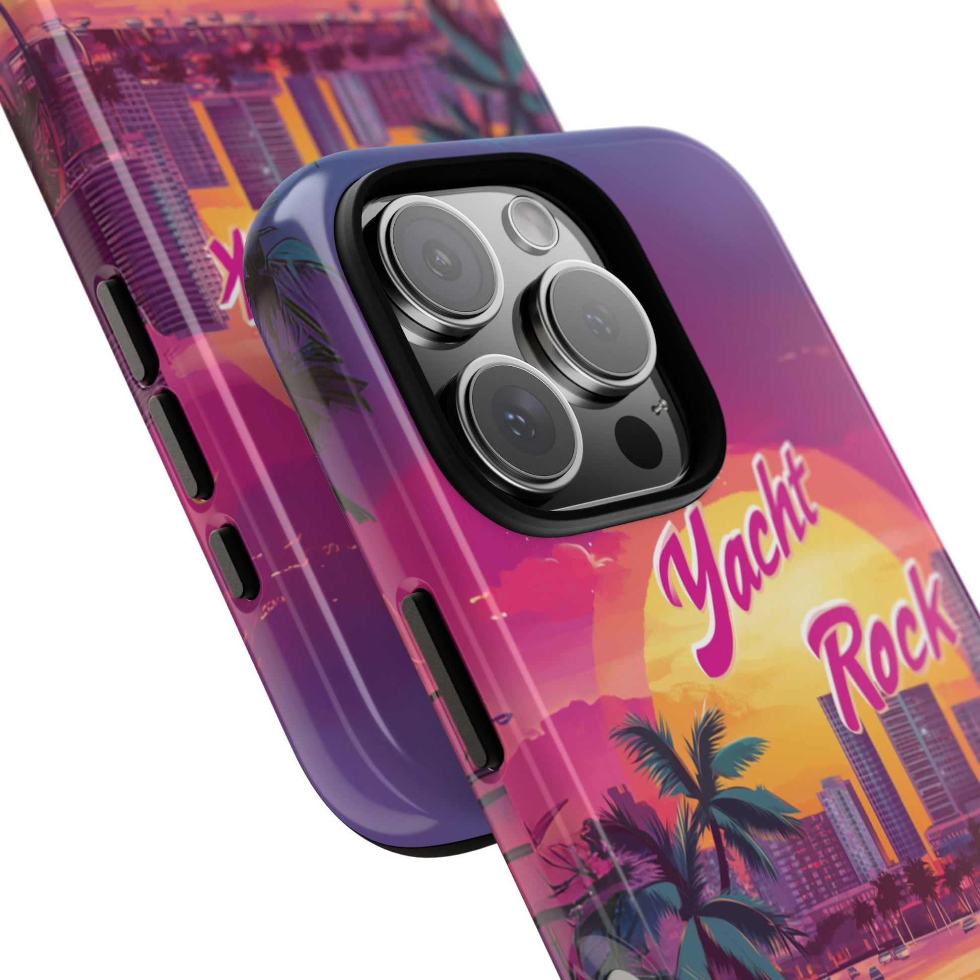 Custom Yacht Rock Phone Case iPhone 13 14 15 16 Pro Max Sunset Cruise Harbor Miami Vice Yacht Rock Gift Boating Captain South Beach Surfing
