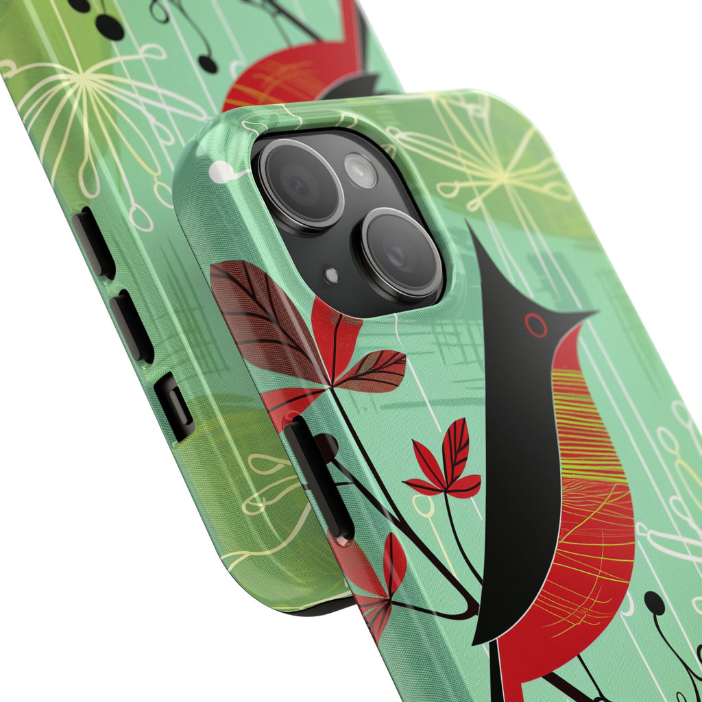 Mid Century Modern Animal Phone Case, Atomic Birds, Bird Iphone Case,Earth Tone Colors, Retro Style Smartphone Cover, iphone 14 Case, Apple