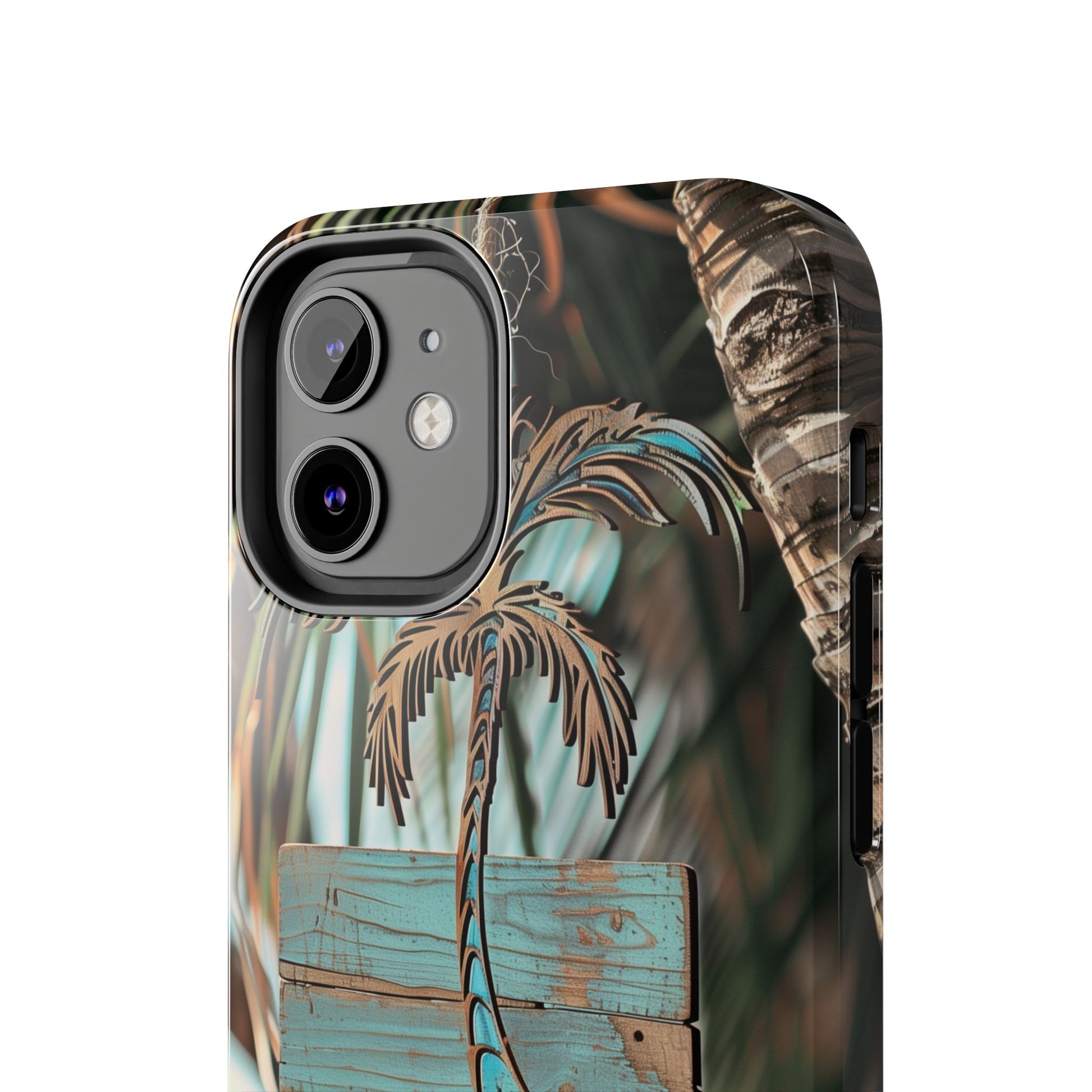 Durable Phone Case with Palm Tree Charm
