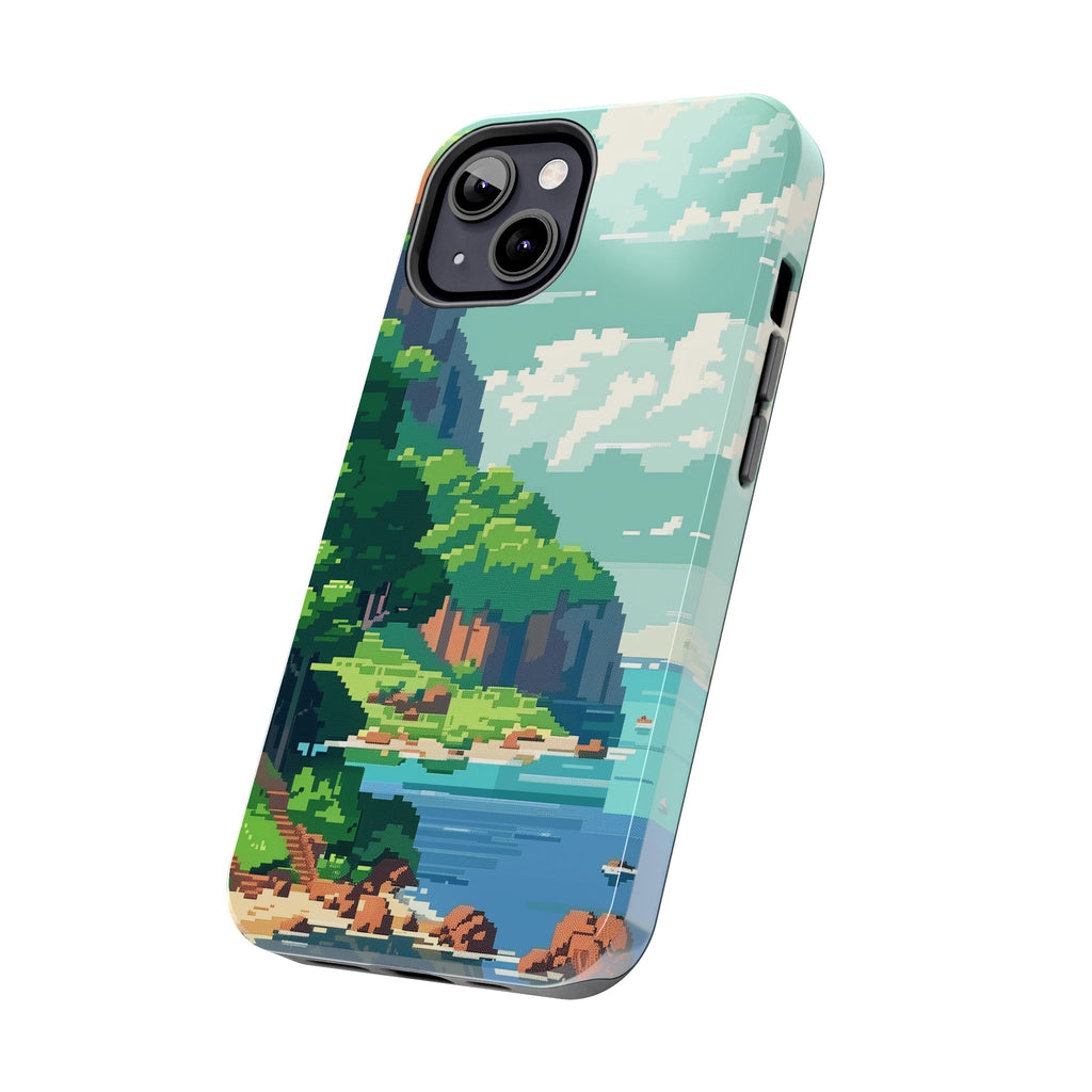 Pixel Art Video Game Landscapes Phone Case, Retro Gaming Pixelated Design, Geeky Gamer Phone Cover, Unique Video Game Art Accessories