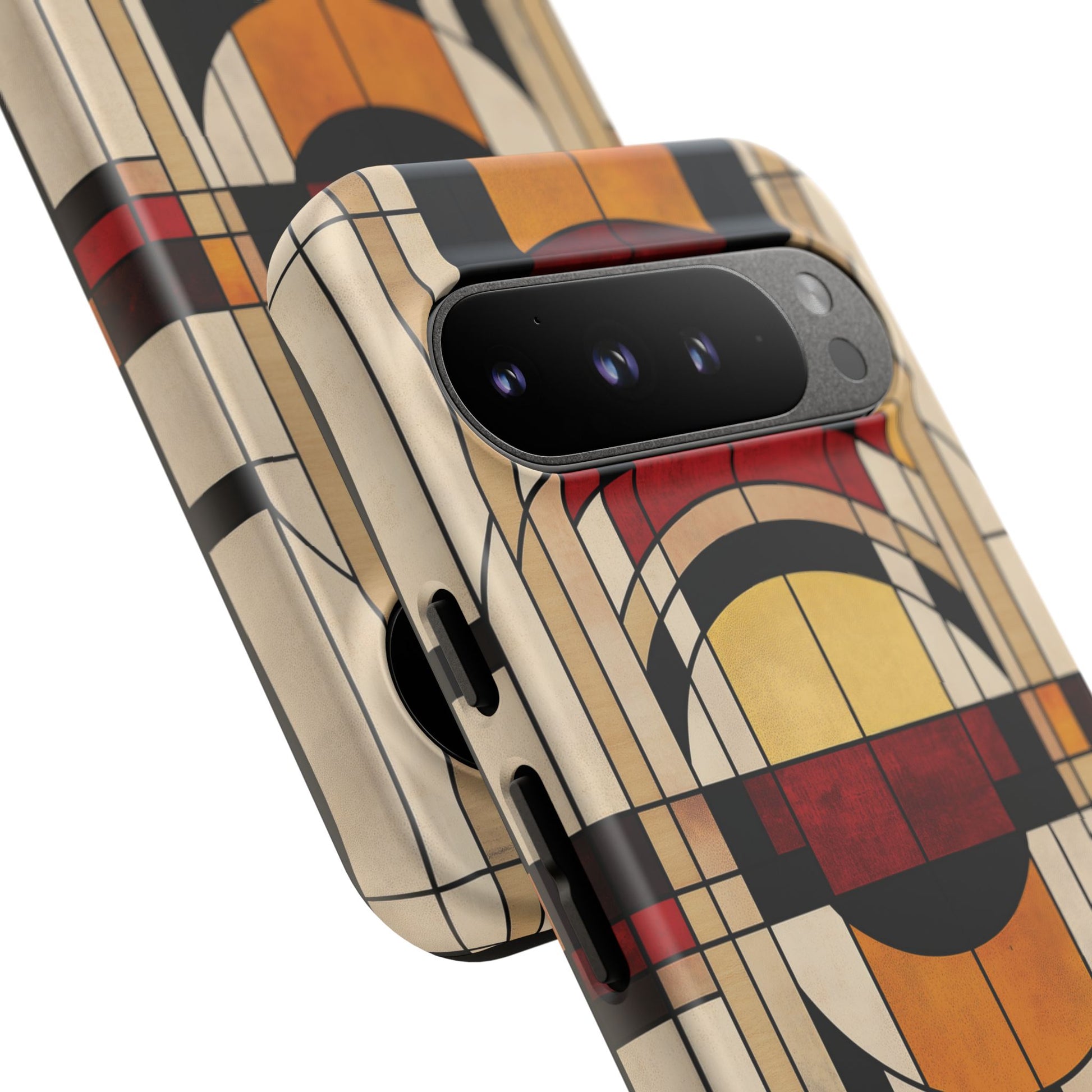 Stained Glass Frank Lloyd Wright Inspired Art Deco Southwest Prairie Style Phone Case Geometric 13 14 15 16 iPhone Pro Max Galaxy Pixel