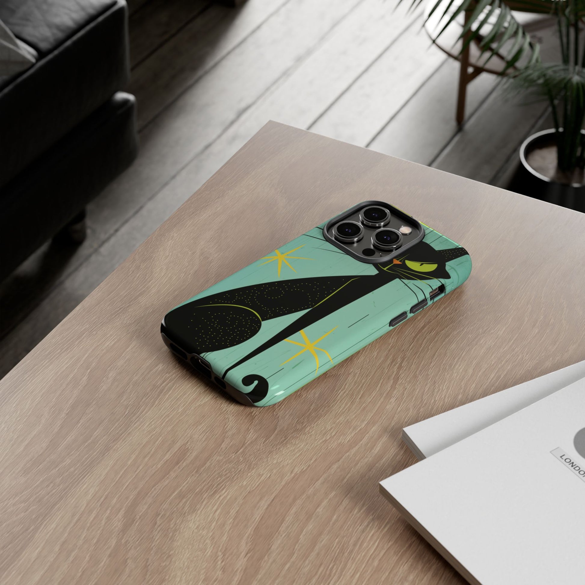 Mid-Century Modern Phone Case, Mid Mod Android Case, Atomic Cats Android Case, Retro Chic Smartphone Cover, Unique Artistic Phone Accessory