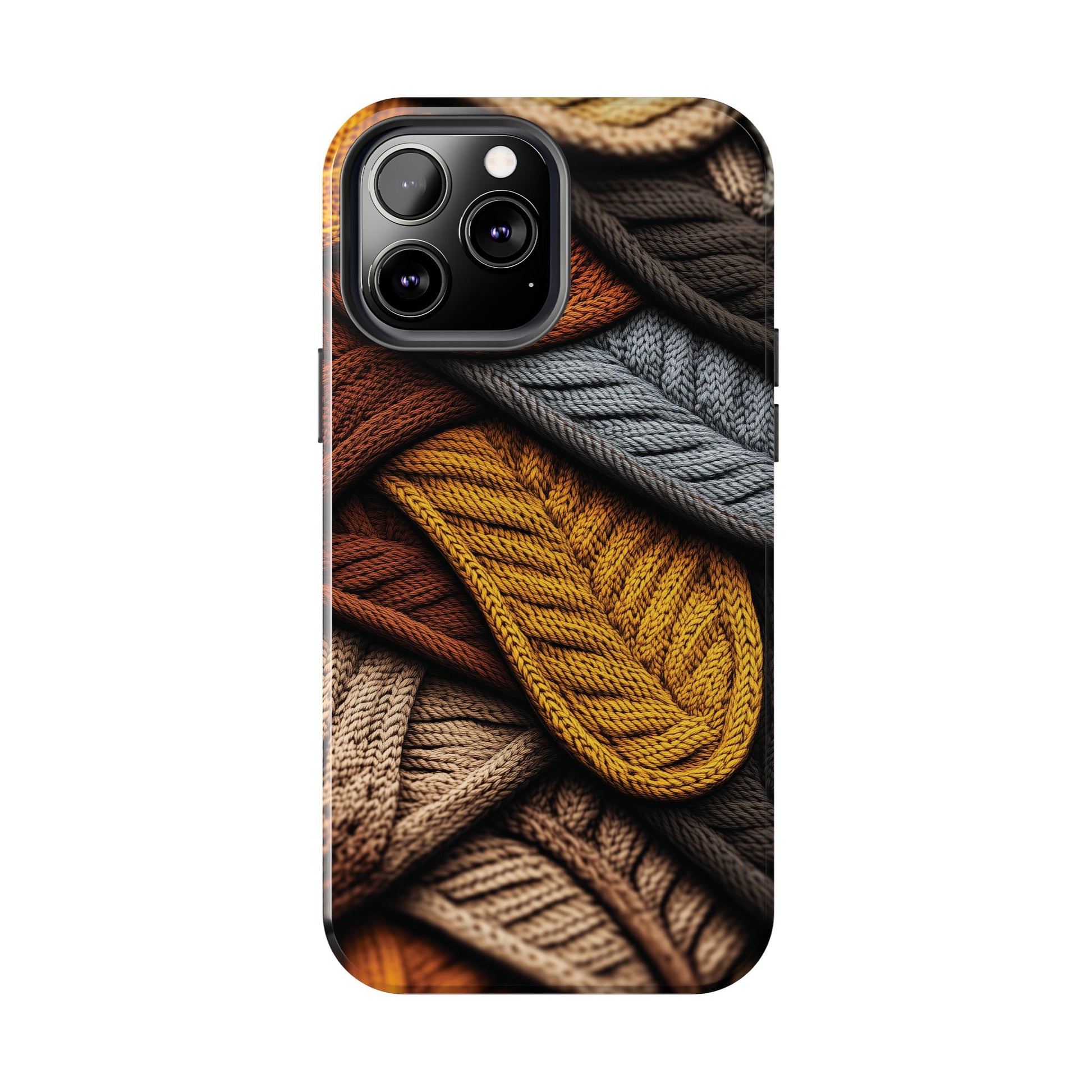 Cottagecore Fall Knit Sweater Cozy Phone Case Boho Embroidered Fall Colors Phone Cover for iPhone 13 14 15 Pro, Samsung Galaxy S22 S23