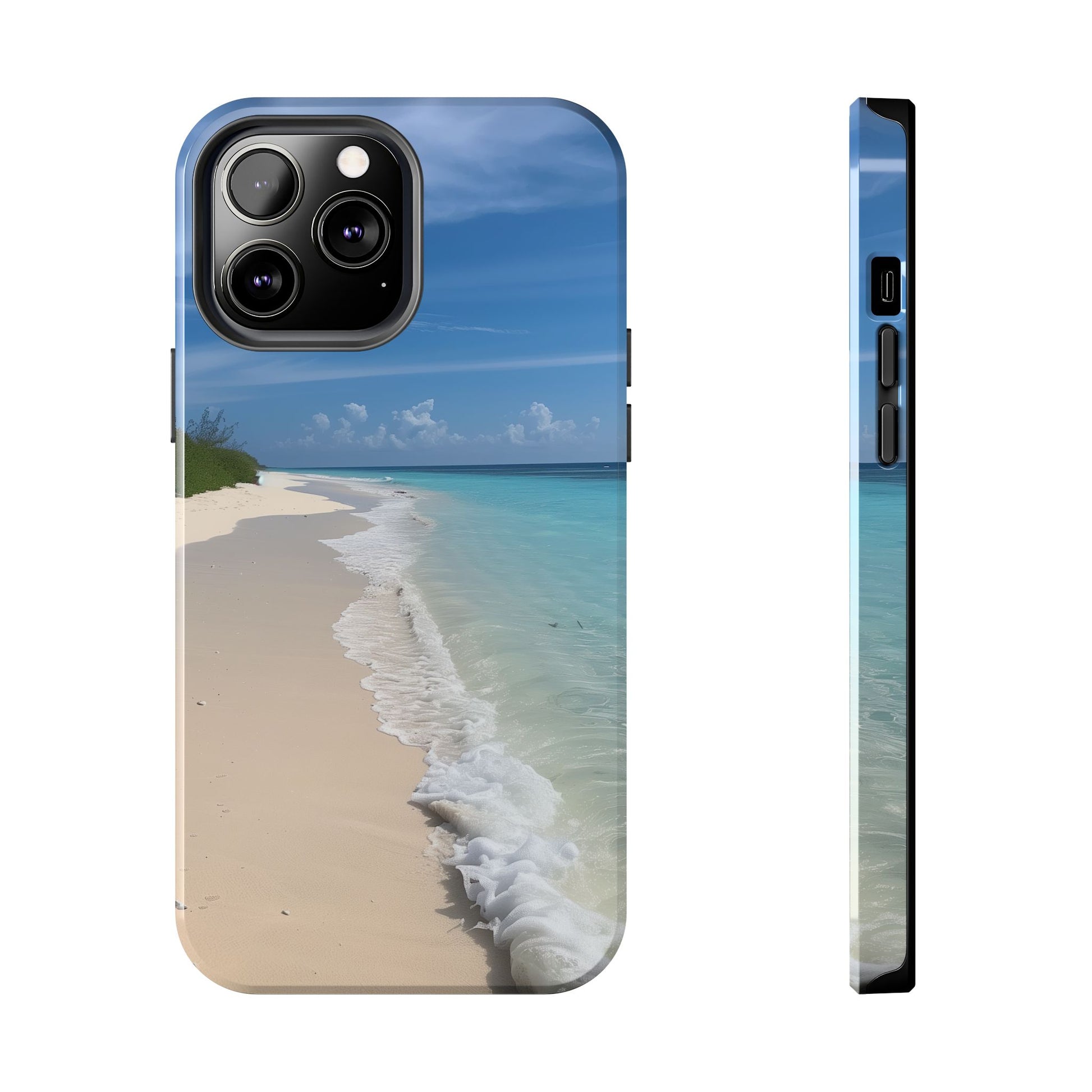 Ocean Beach Scene Phone Case White Sand Turquoise Water iPhone 13 14 15 16 Pro Max Plus Samsung Galaxy S23 Sunset Sunshine Oceanfront Cruise