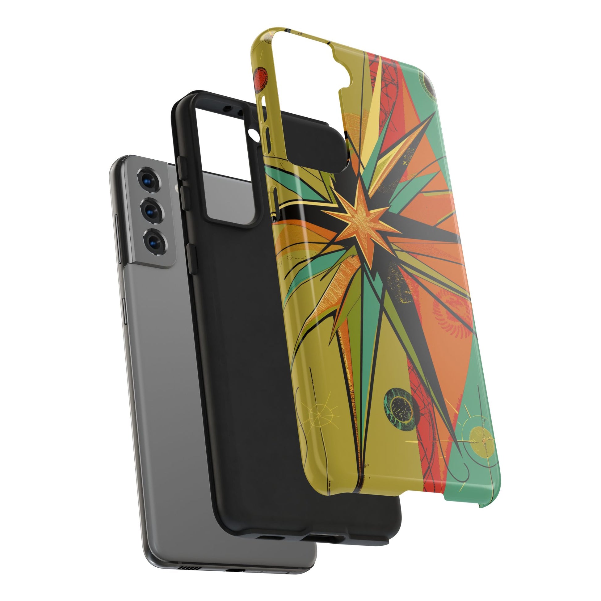 Mid Century Modern Star Design Phone Case, Earth Tone Colors, Retro Style Smartphone Cover, Vintage Phone Case, iPhone 14 Case, Apple iPhone