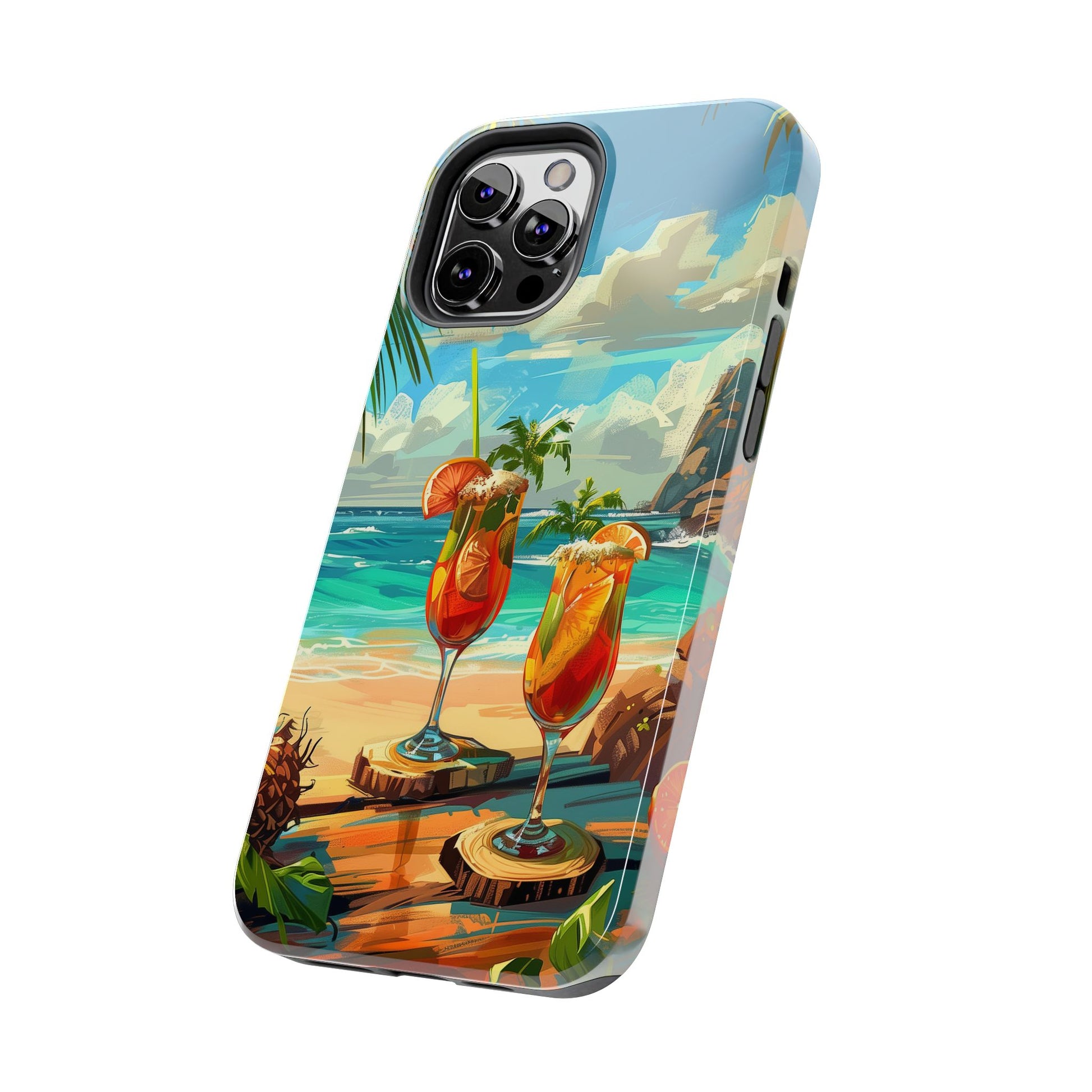 Retro Beach Scene Phone Case, Vintage Tropical Ocean iPhone Case, Summer Beach Phone Cover for iPhone, iphone 15 pro max