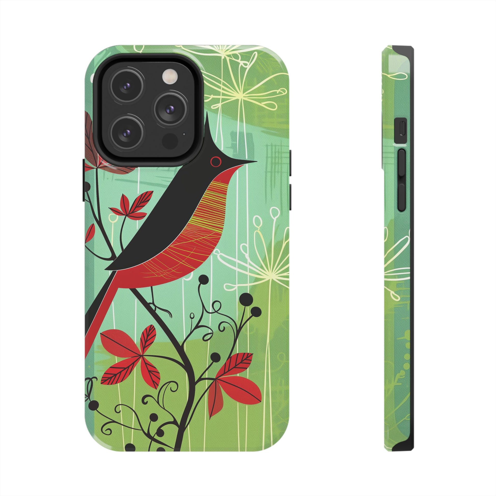 Mid Century Modern Animal Phone Case, Atomic Birds, Bird Iphone Case,Earth Tone Colors, Retro Style Smartphone Cover, iphone 14 Case, Apple