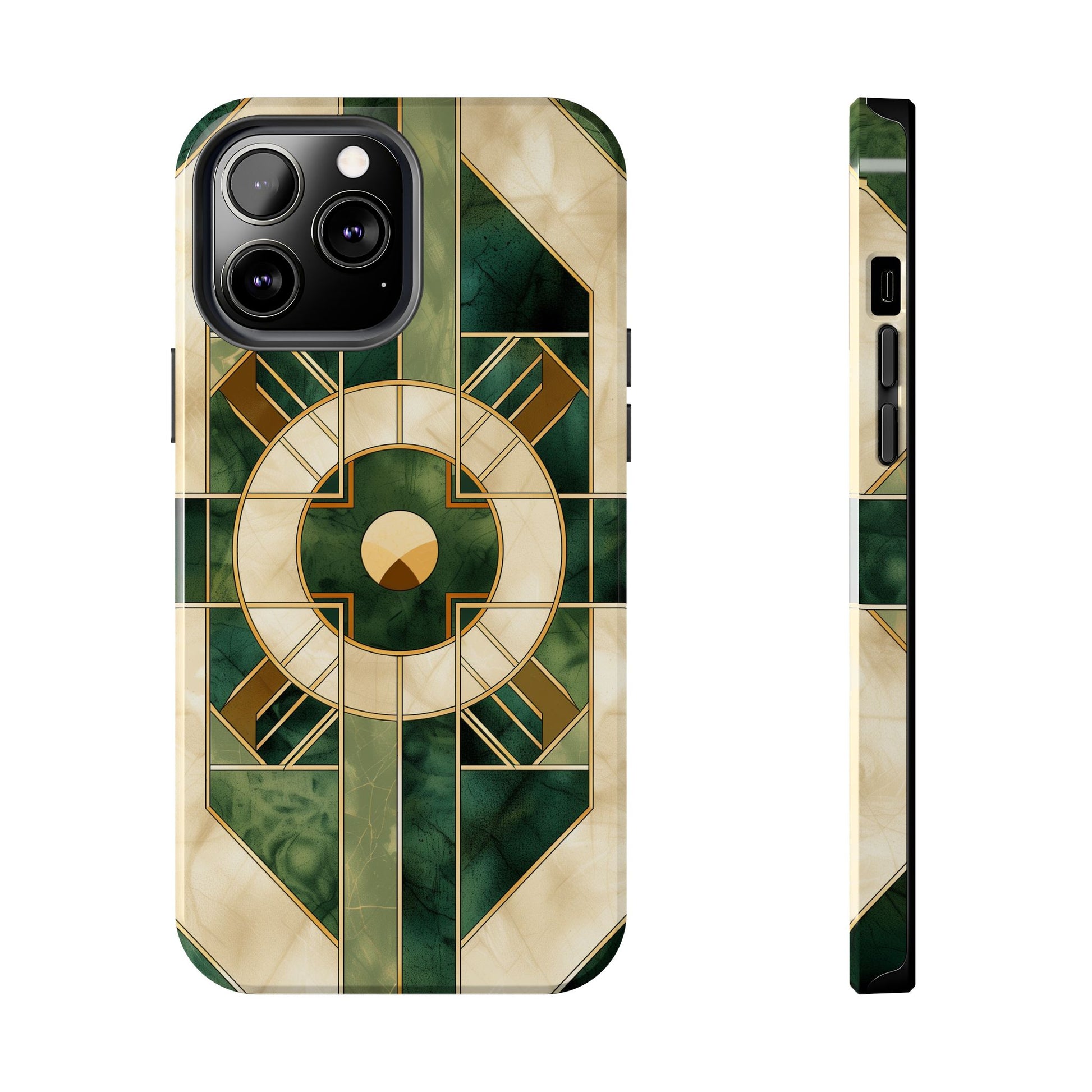 Green Frank Lloyd Wright Inspired Phone Case - Geometric Elegance for iPhone Models
