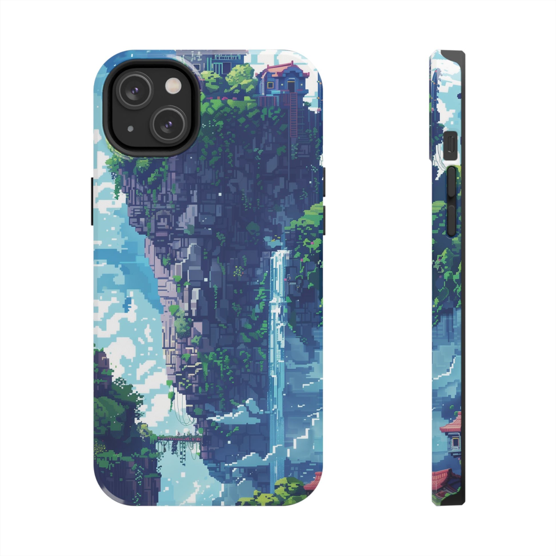 Pixel Art Video Game Landscapes Phone Case, Retro Gaming Pixelated Design, Geeky Gamer Phone Cover, Unique Video Game Art Accessories